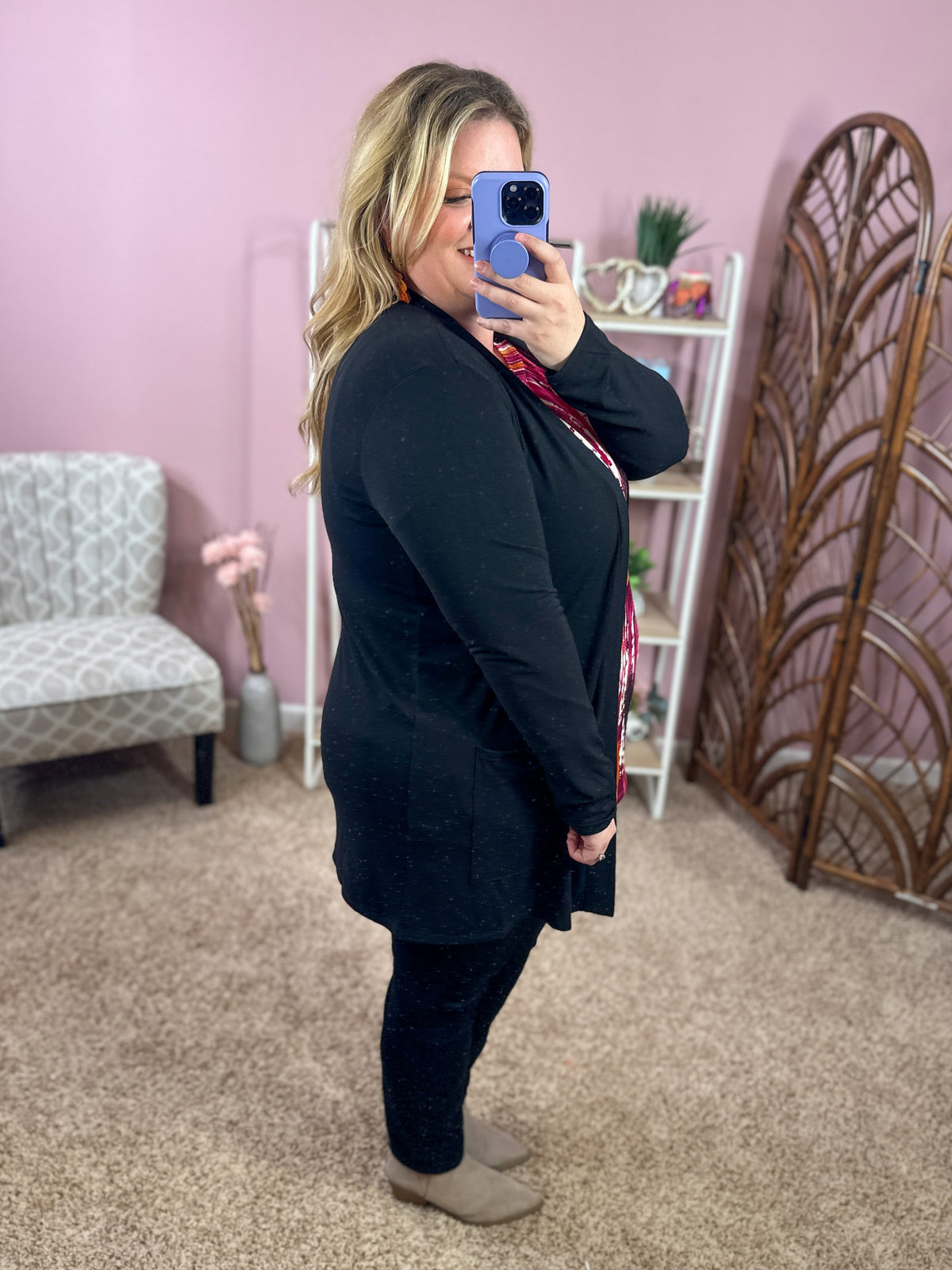 Always Perfect Long Sleeve Pocket Cardigan - Black
