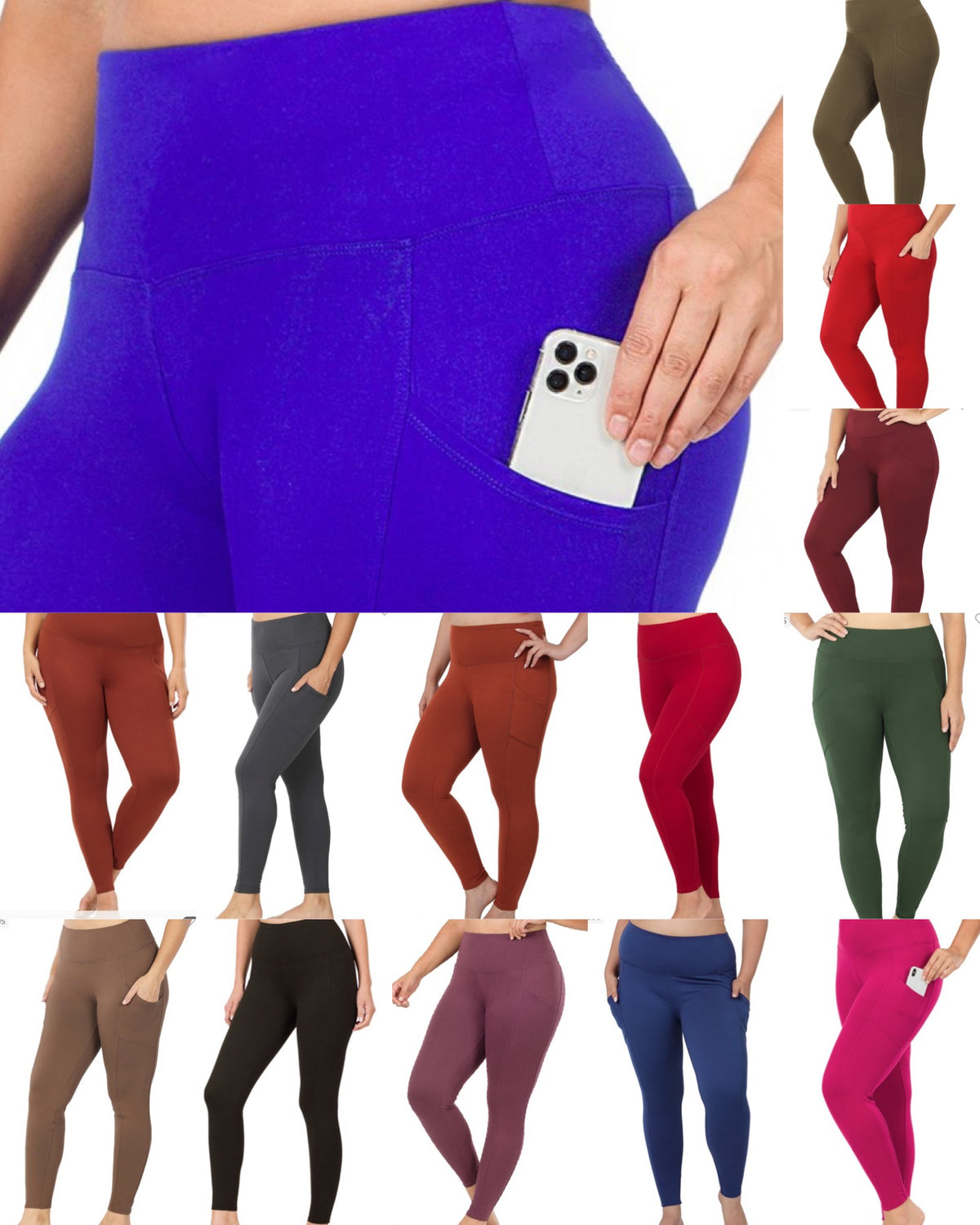 Everyday Comfort Full Length Leggings w/Side Pockets - 14 colors!