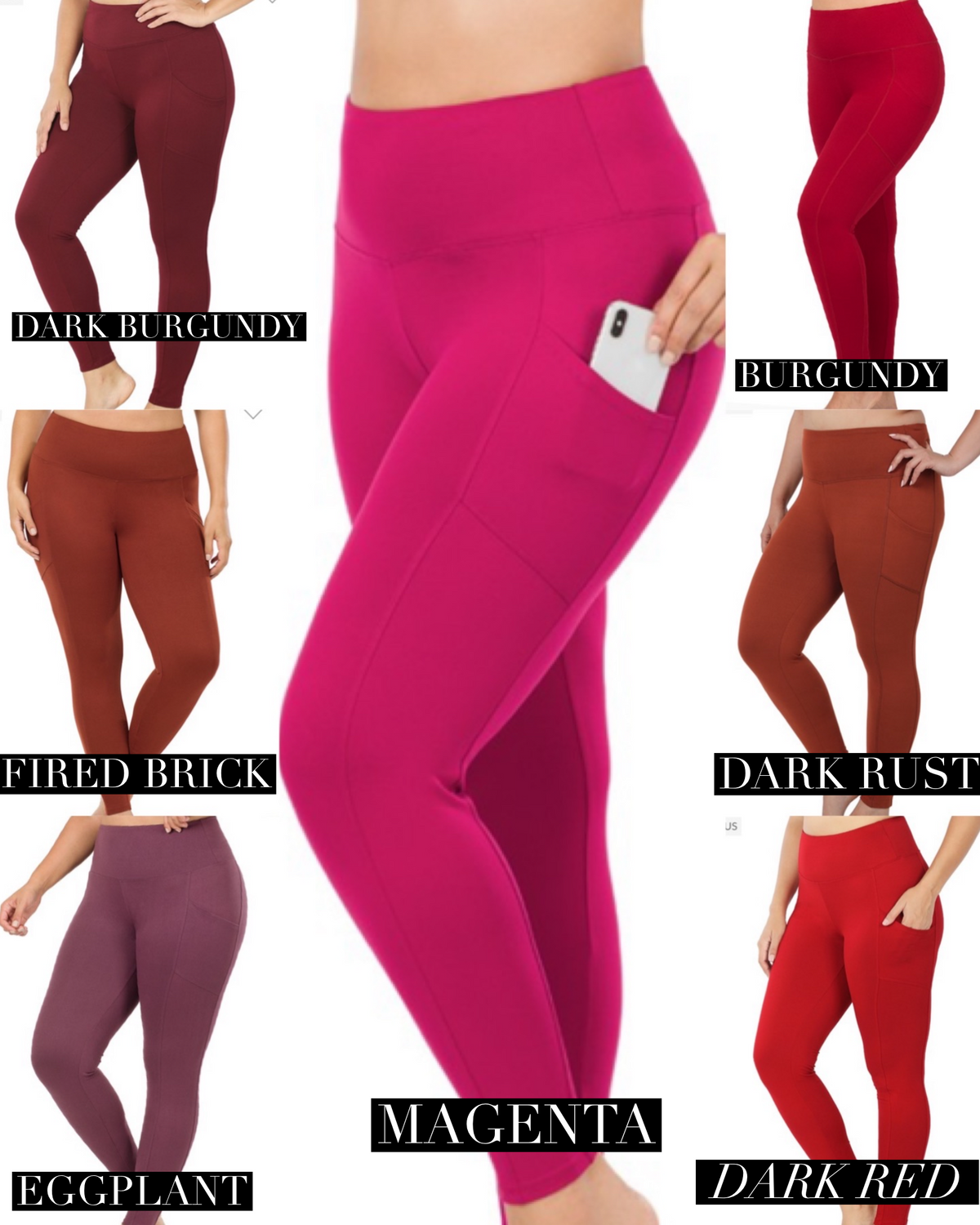 Everyday Comfort Full Length Leggings w/Side Pockets - 14 colors!
