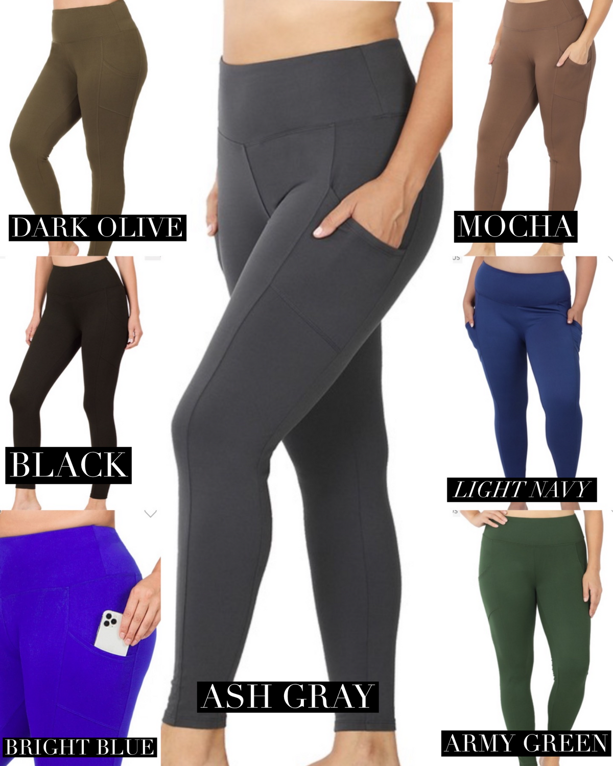Everyday Comfort Full Length Leggings w/Side Pockets - 14 colors!