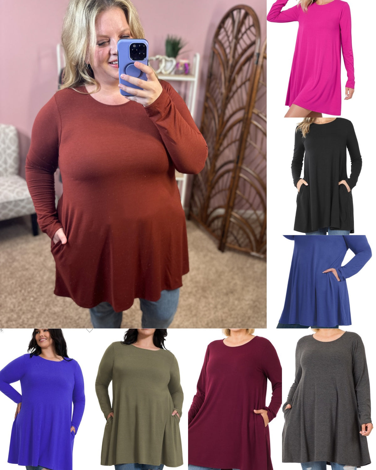 Perfect Days Premium Long Sleeve Pocket Tunic - Multiple Colors!