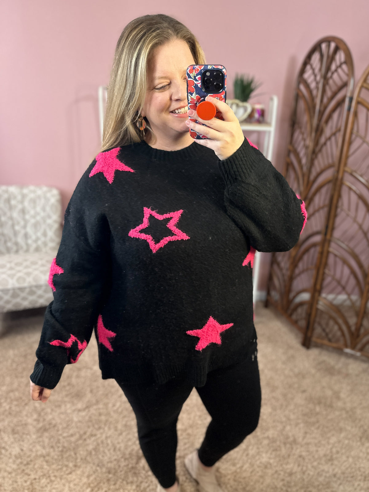 Star of the Show Sweater - Black/Pink