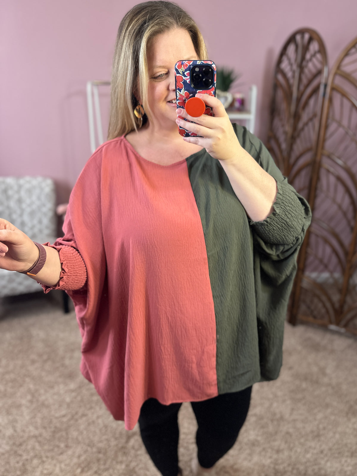Falling in Love Colorblock Tunic - Olive/Rose