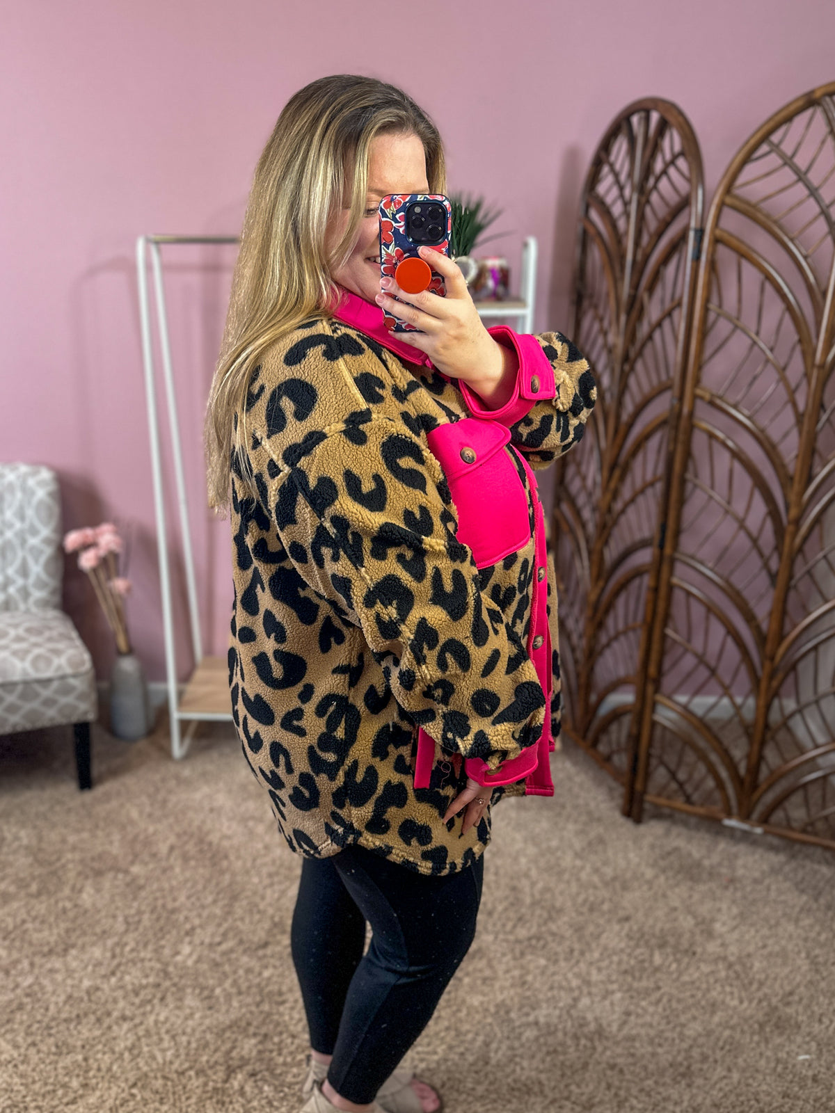 Wild About You Fleece Jacket - Pink Leopard
