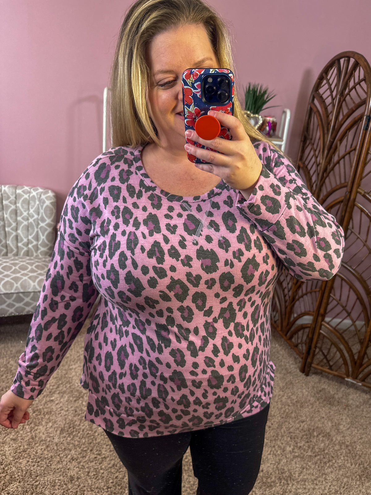 Take Me to the Weekend Pullover - Pink Animal Print