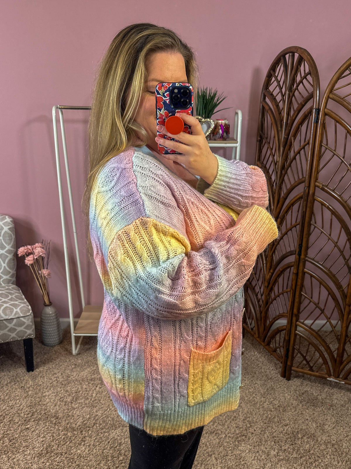 Take Me There Pocket Cardigan - Ombre Pastel Rainbow