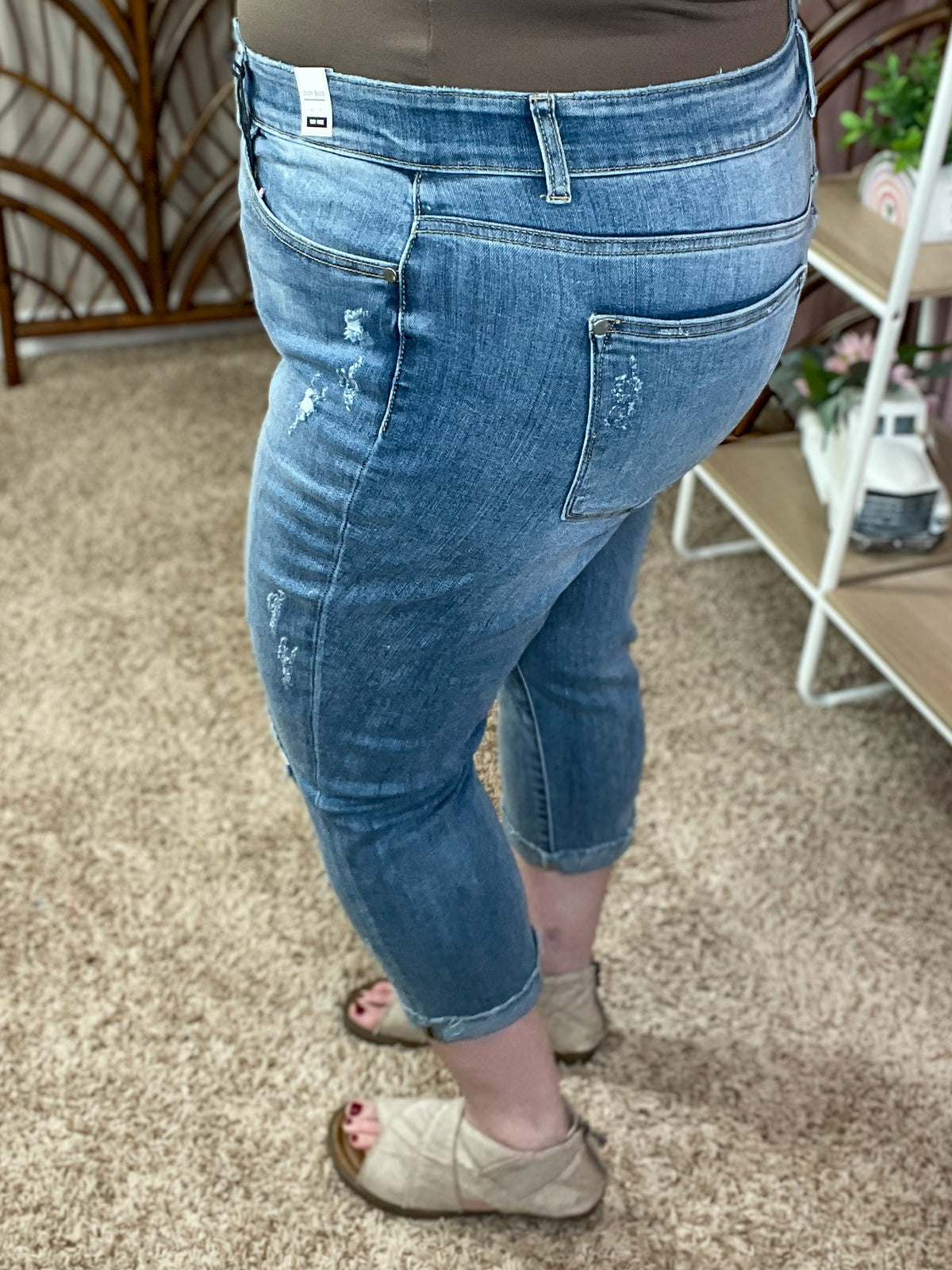 Keep the Change Distressed Capri Denim - Judy Blue