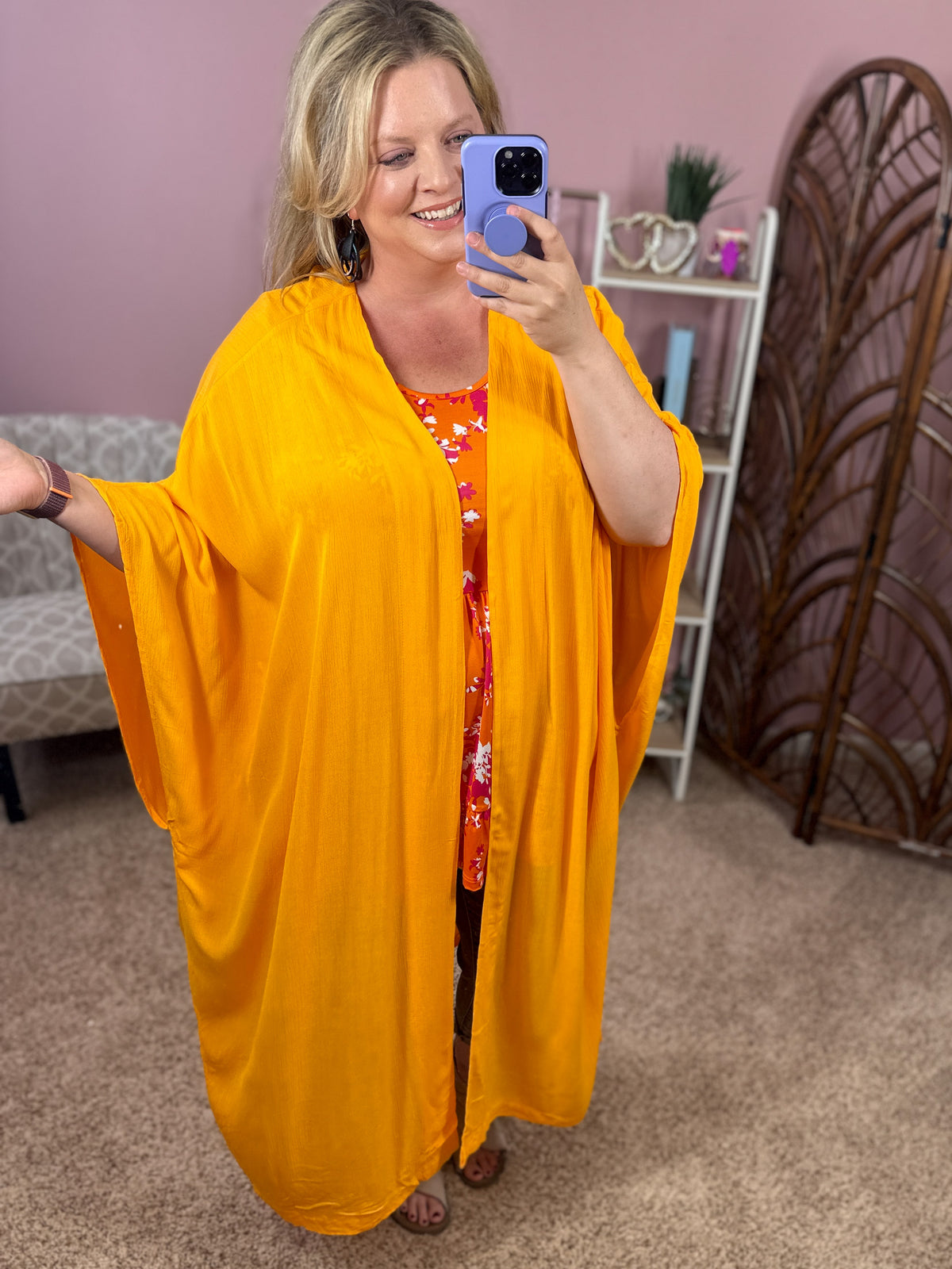 Greatest Lengths Maxi Kimono - Marigold