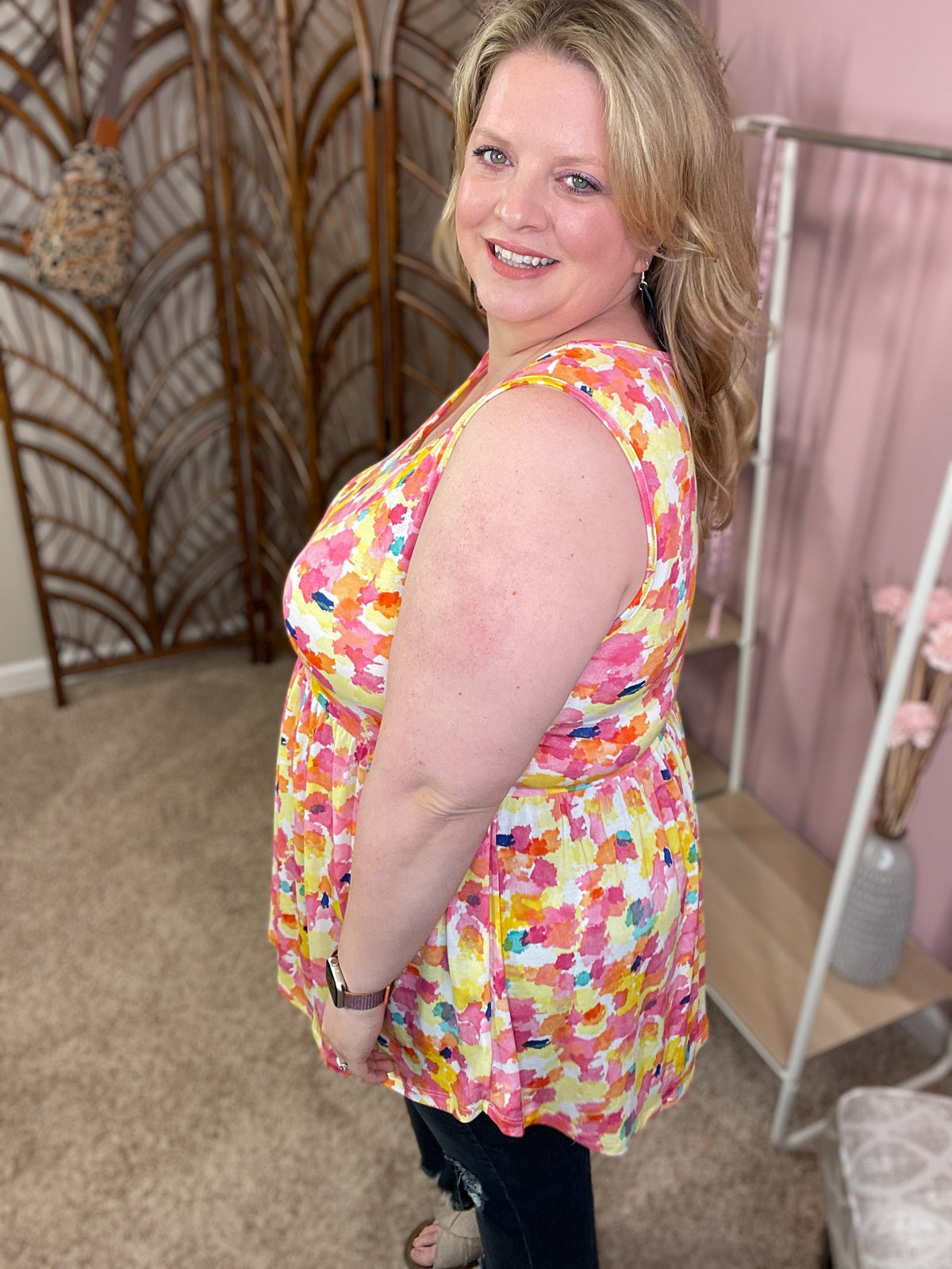 Colors of the Sky Babydoll Tank - Pink Blend