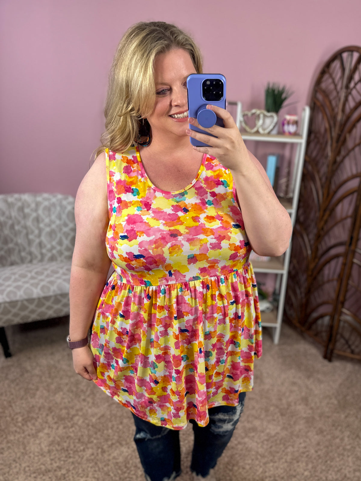 Colors of the Sky Babydoll Tank - Pink Blend