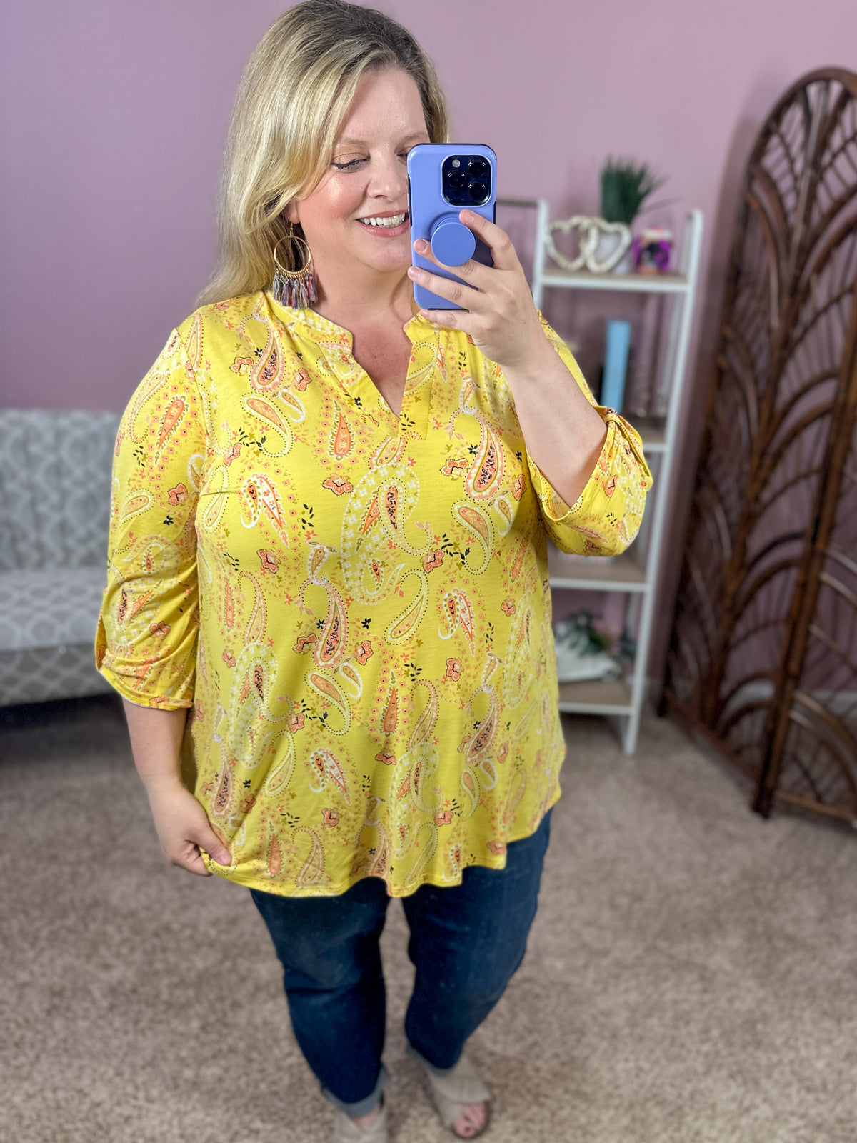 Always a Sure Thing Top - Yellow Paisley