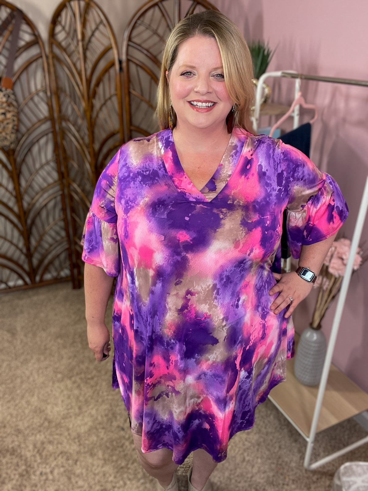 Casting Away Tunic Dress w/Pockets - Purple