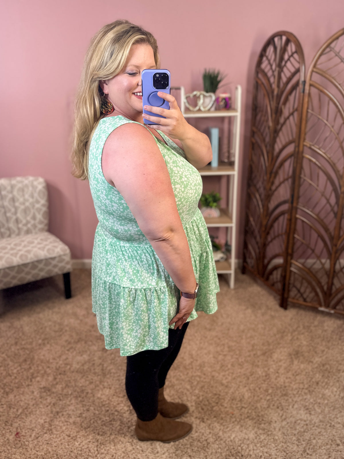 Waiting Game Tiered Tank - Bright Green