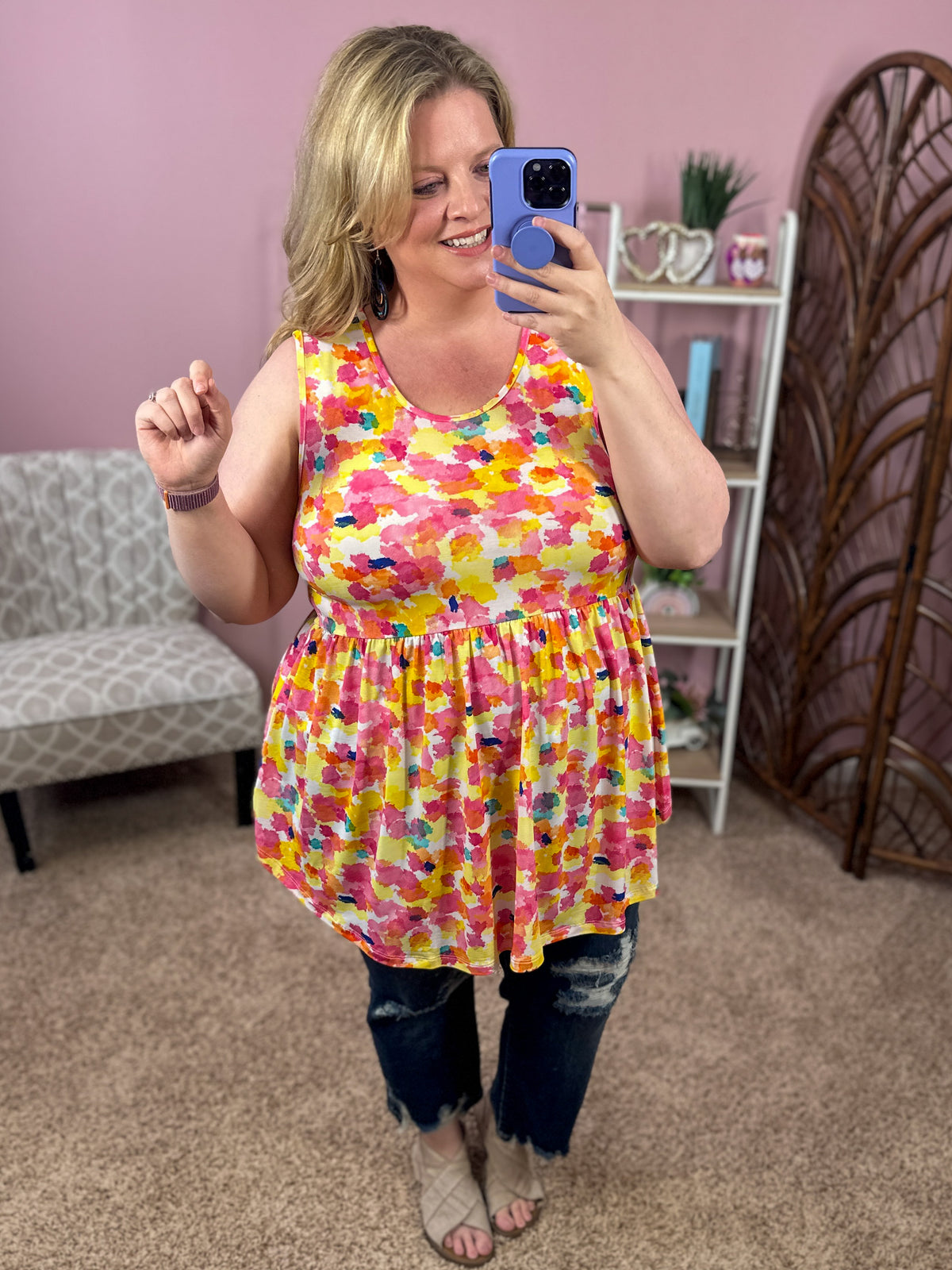 Colors of the Sky Babydoll Tank - Pink Blend