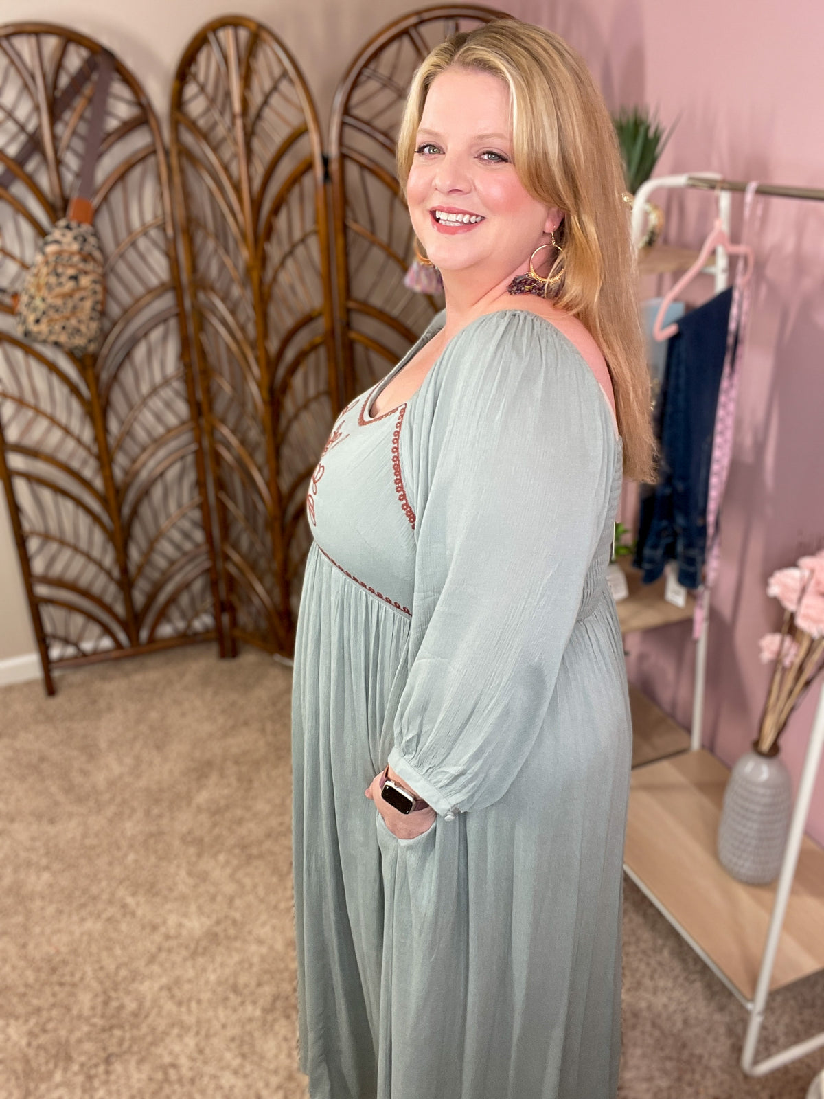 Classical Lover Peasant Dress - Faded Sage