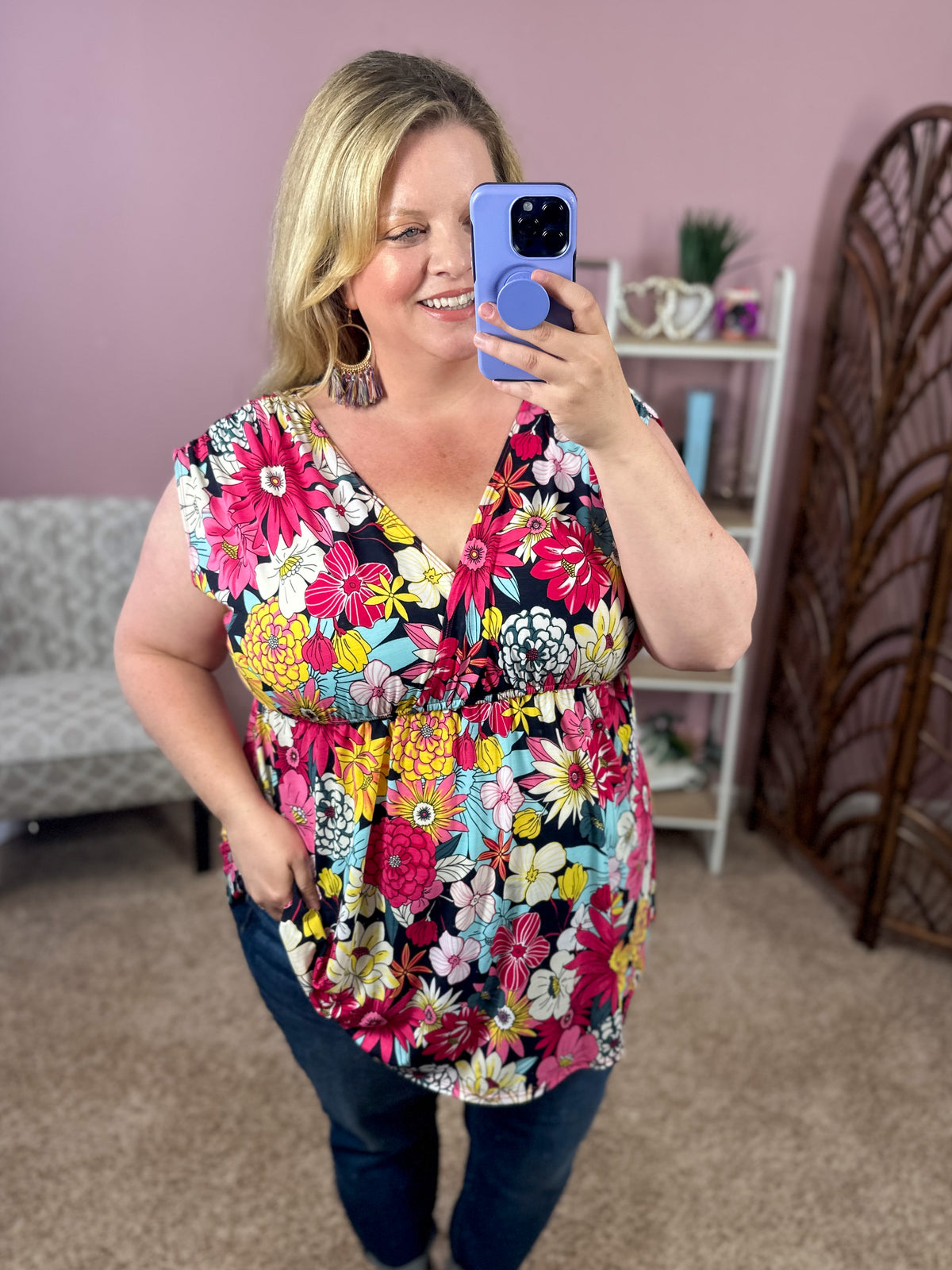 Just in Time Babydoll Top - Magenta