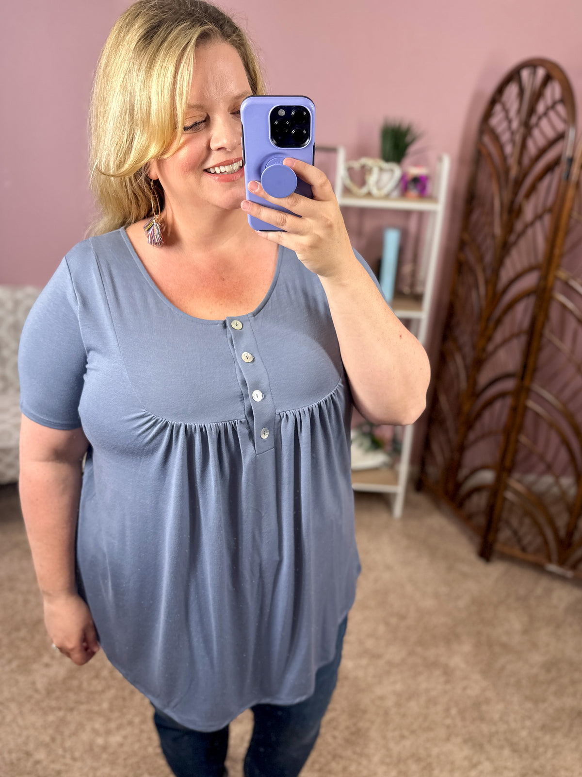 All About You Button Tunic - Cement