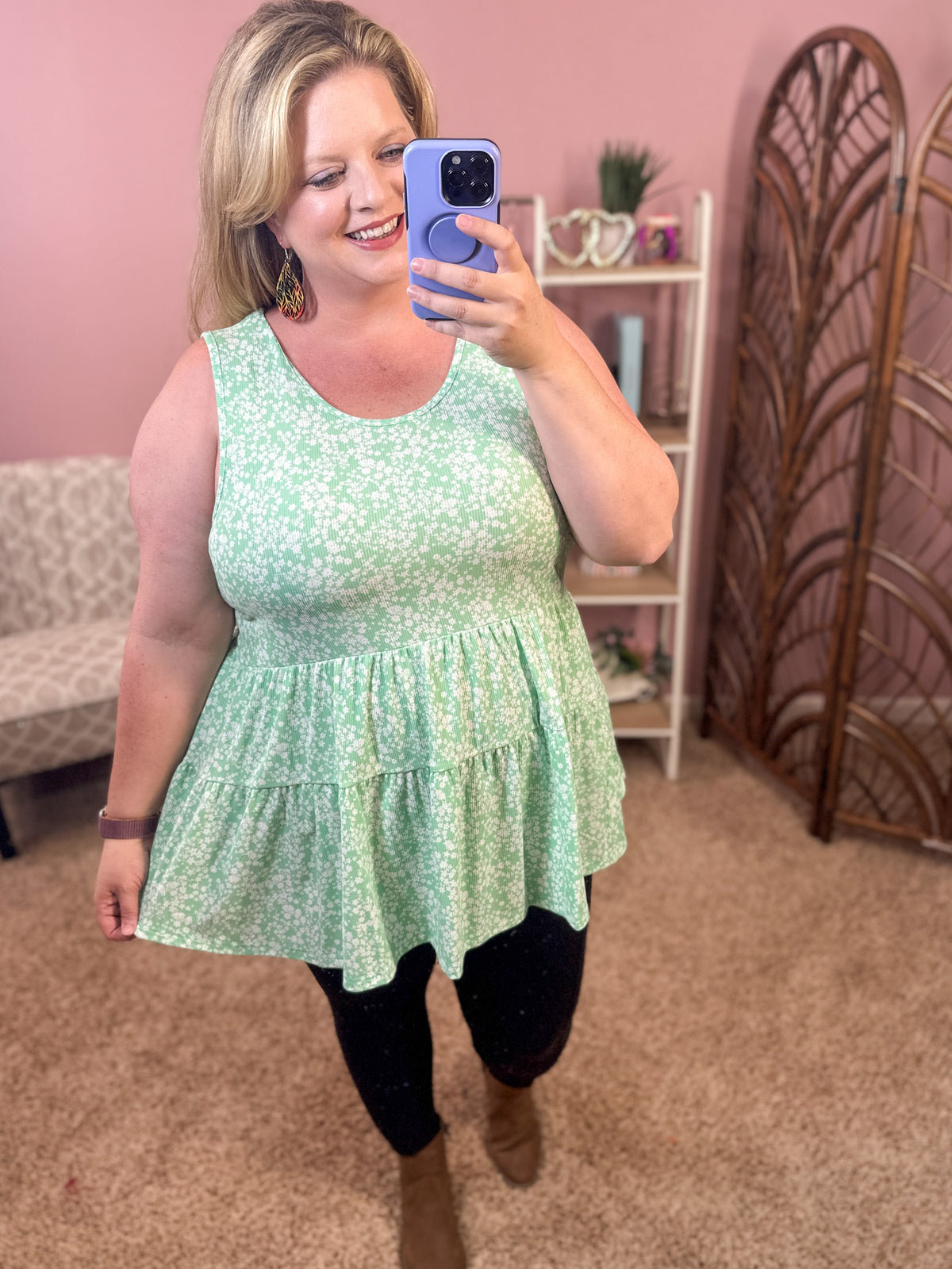 Waiting Game Tiered Tank - Bright Green