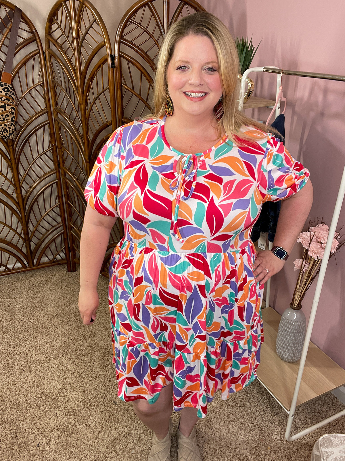 Brighten Things Up Tiered Dress - Summer Petals