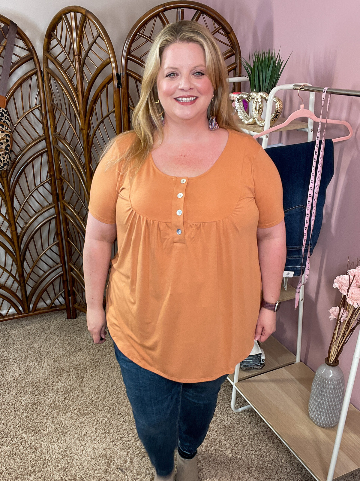 All About You Button Tunic - Butter Orange