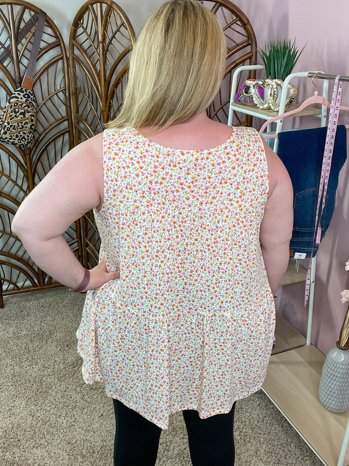 Scattered Around Peplum Tank - Ivory Mix
