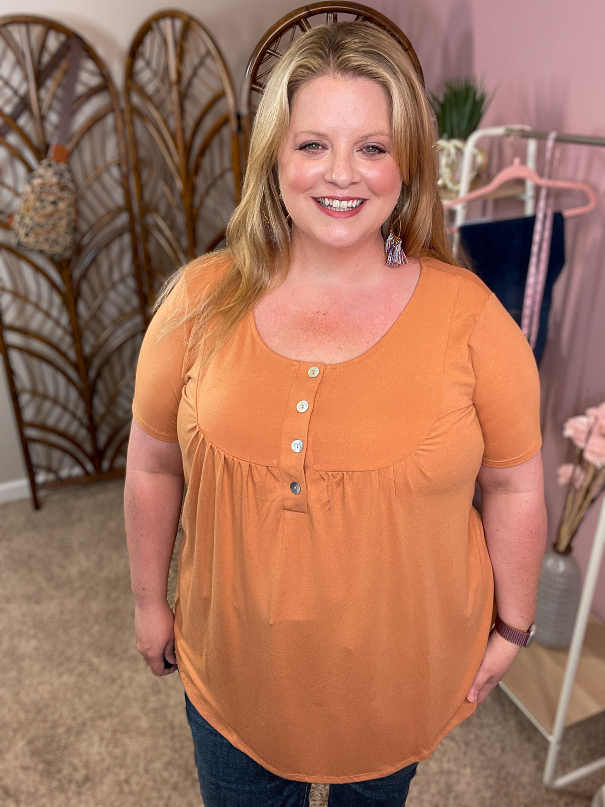 All About You Button Tunic - Butter Orange