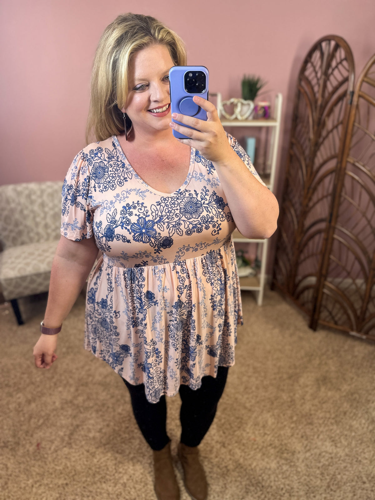 Jewel Among Us Babydoll Top - Light Pink - Restocked!