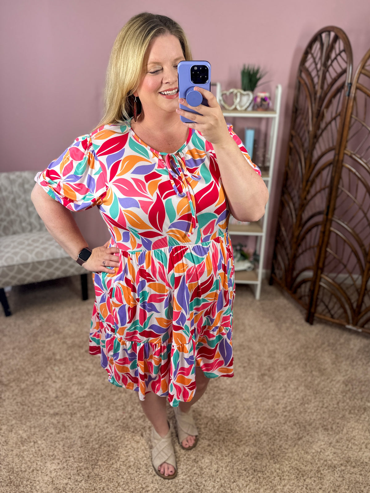 Brighten Things Up Tiered Dress - Summer Petals