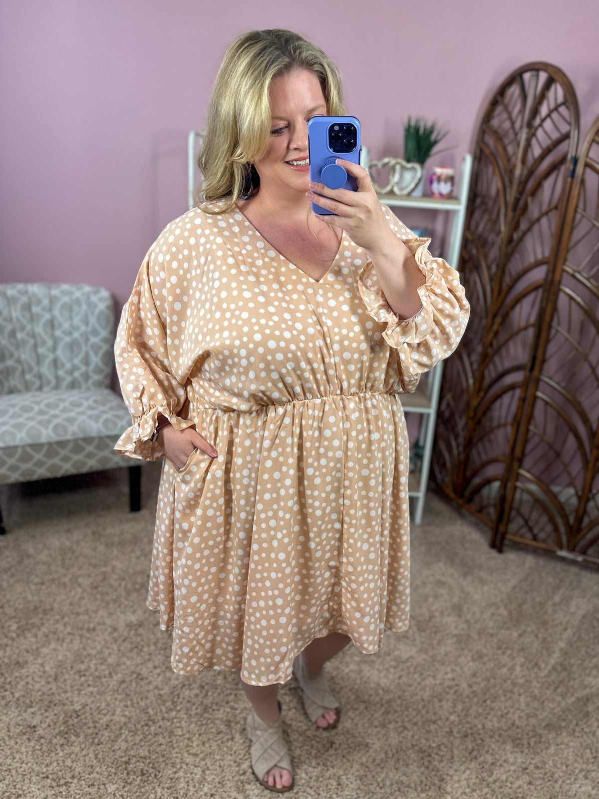 All Things Considering Babydoll Dress - Taupe
