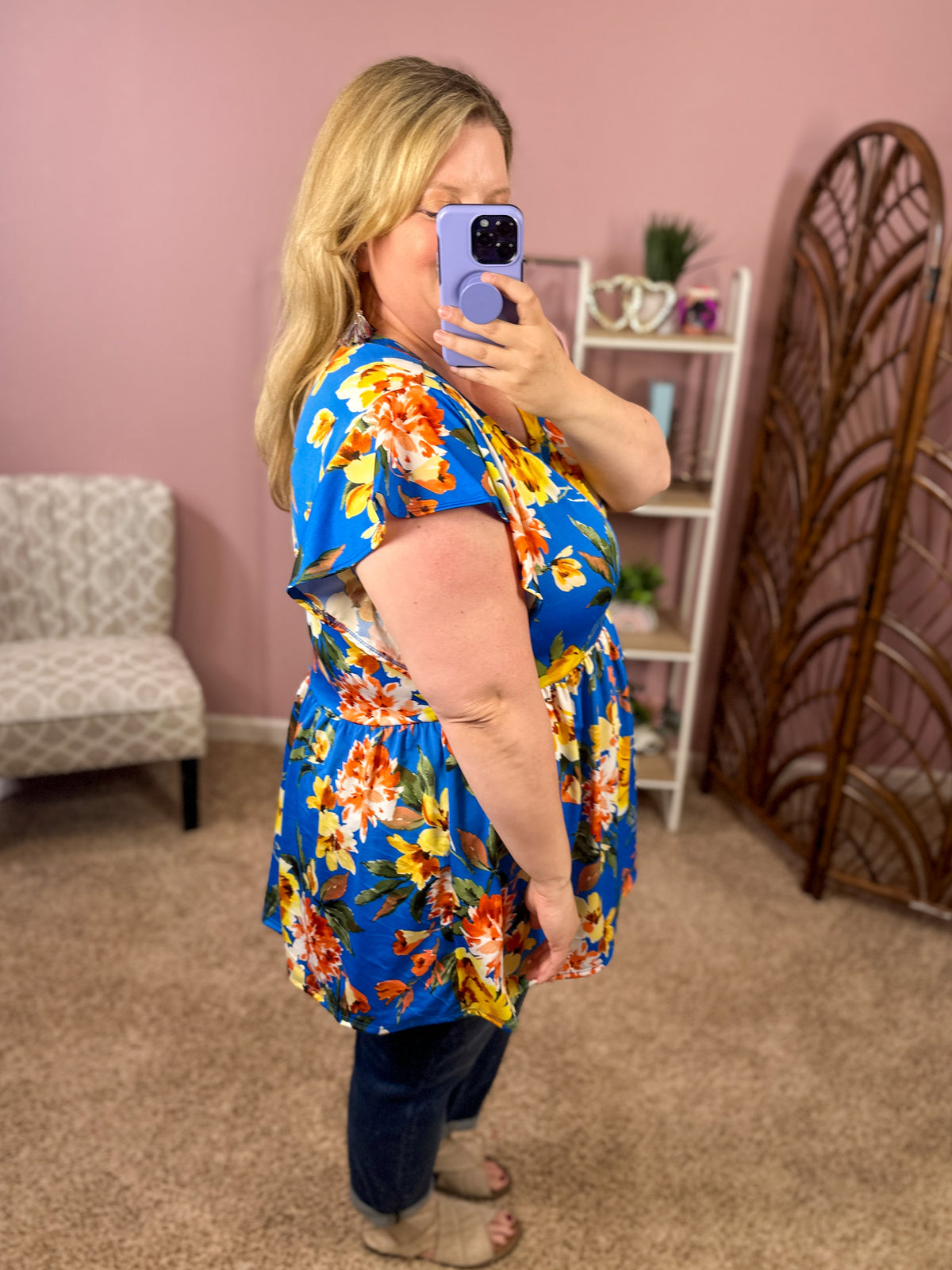 Polite and Polished Babydoll Top - Royal