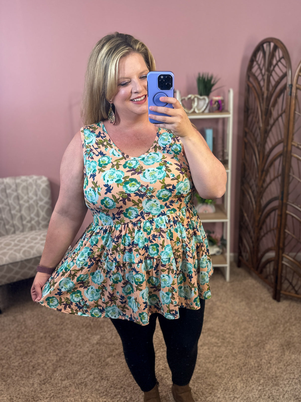 Running the Show Tiered Tank - Peach