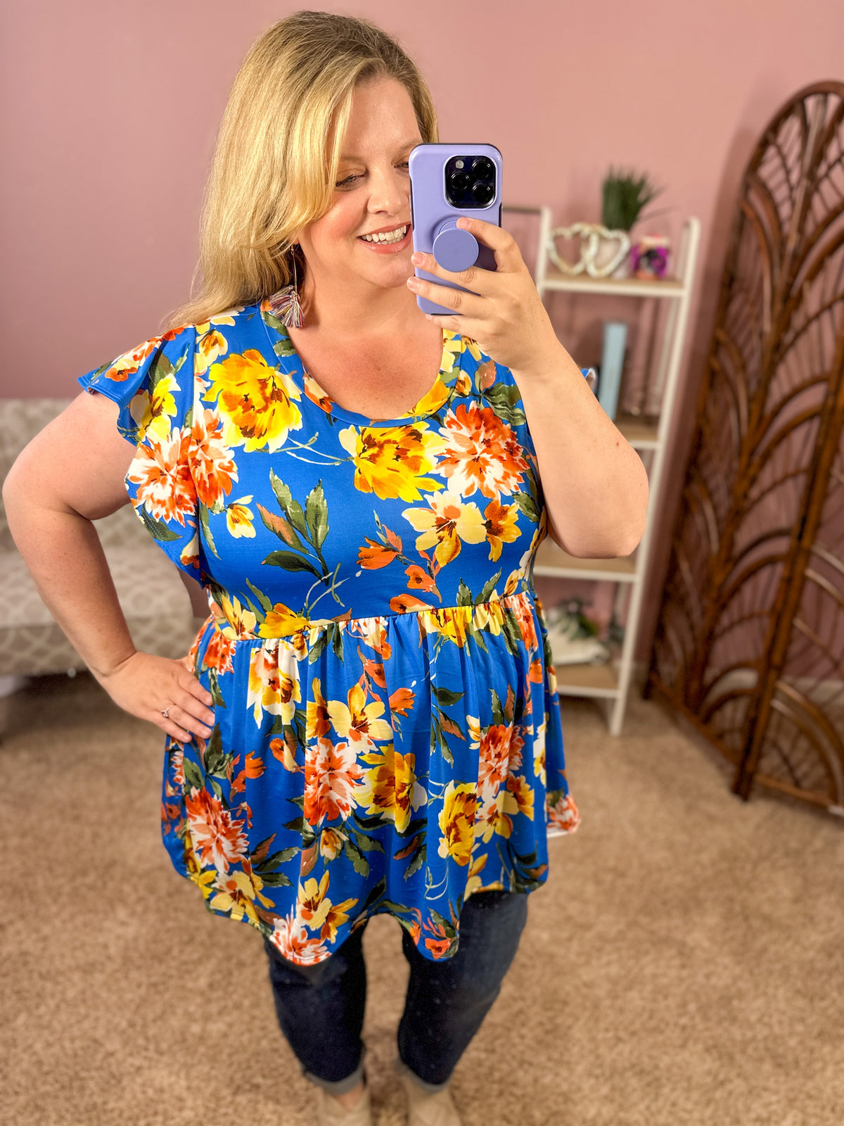 Polite and Polished Babydoll Top - Royal