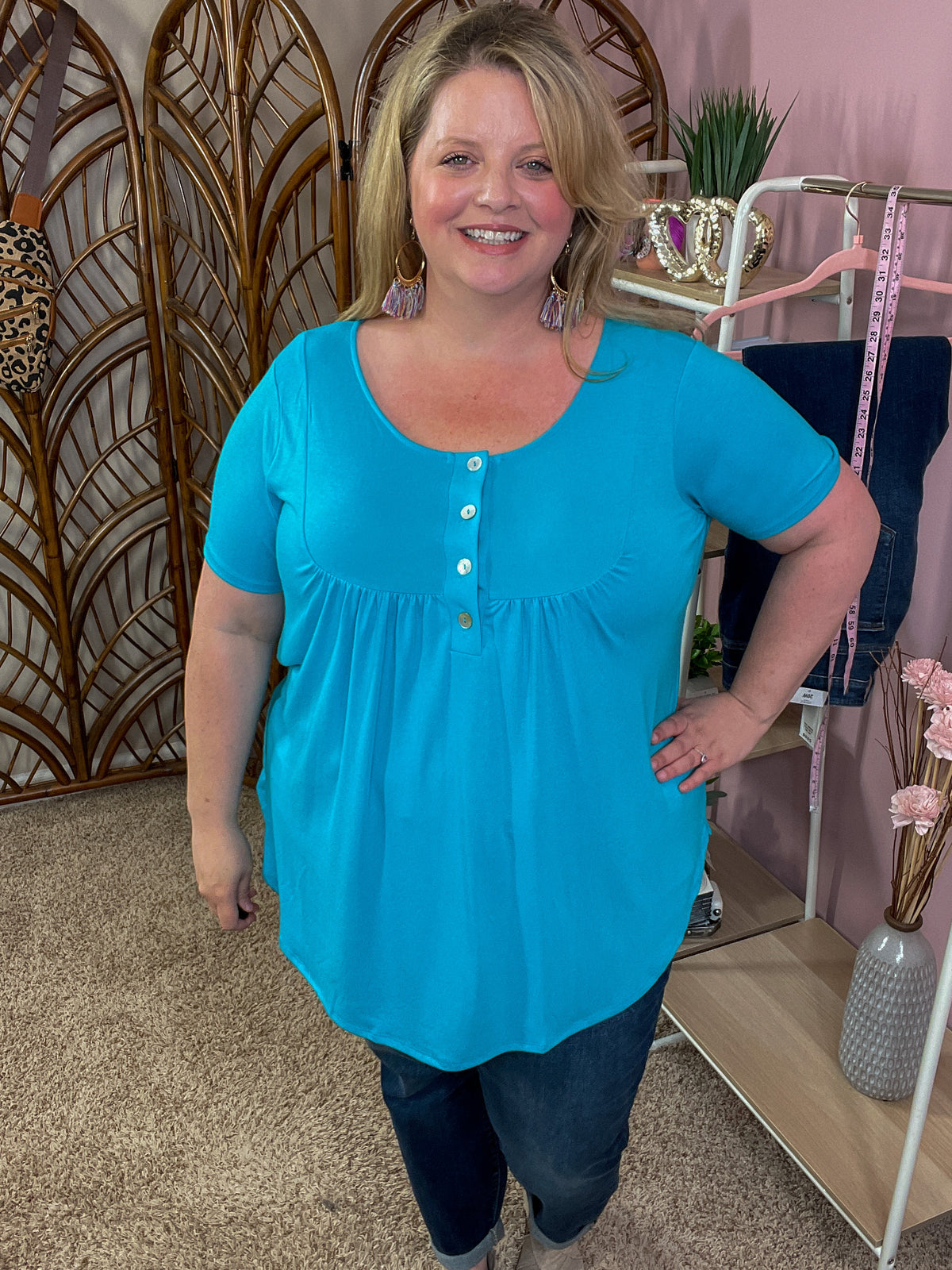 All About You Button Tunic - Ice Blue