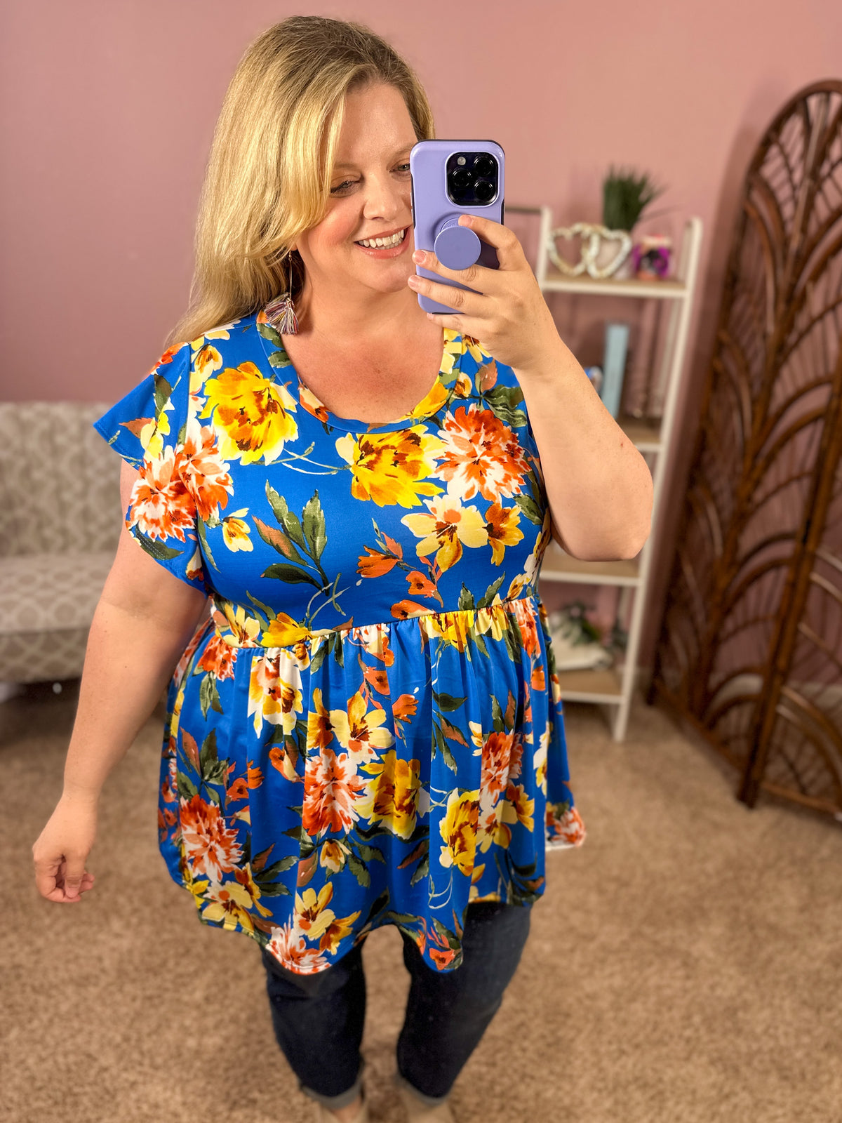 Polite and Polished Babydoll Top - Royal