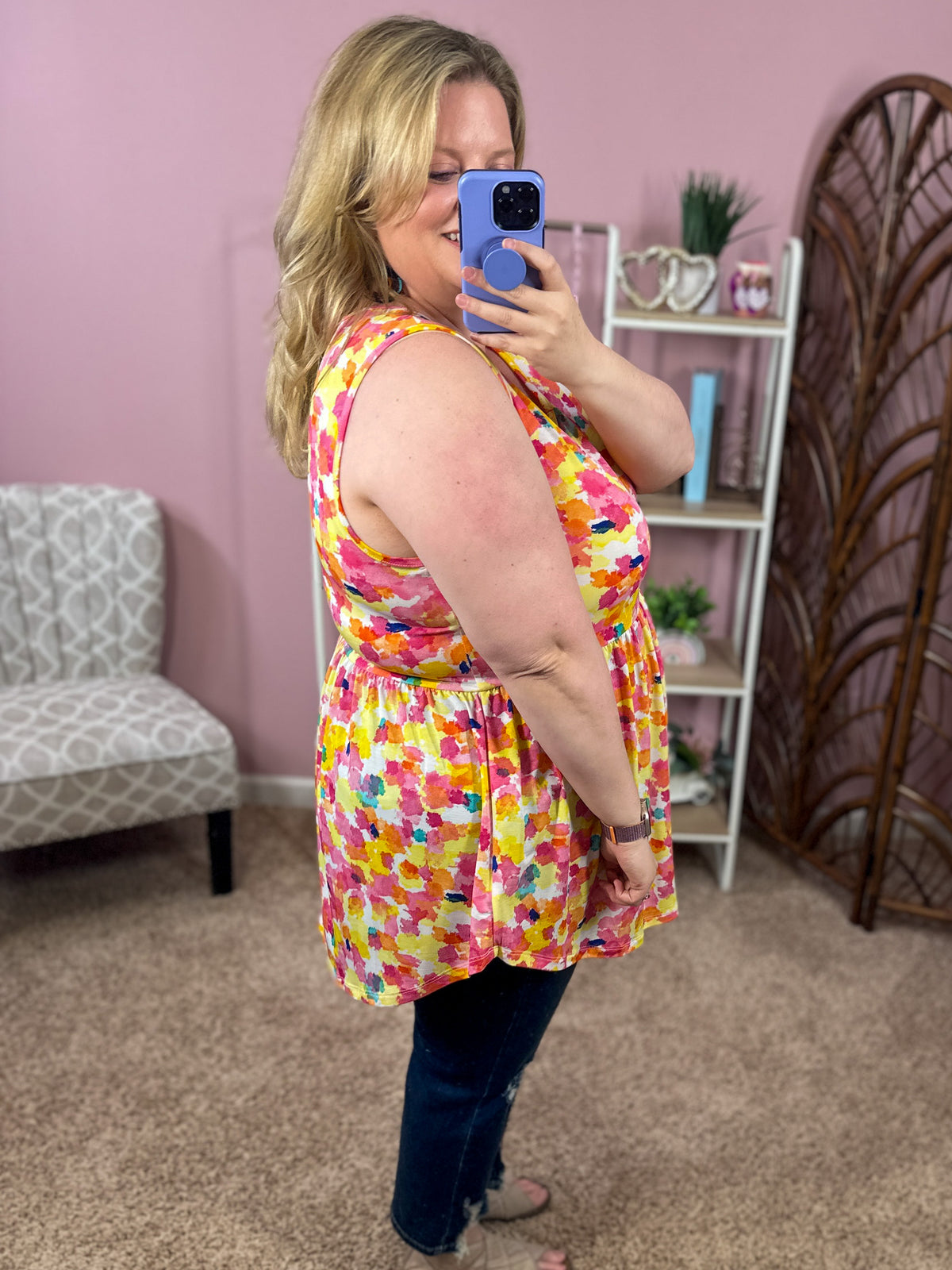 Colors of the Sky Babydoll Tank - Pink Blend