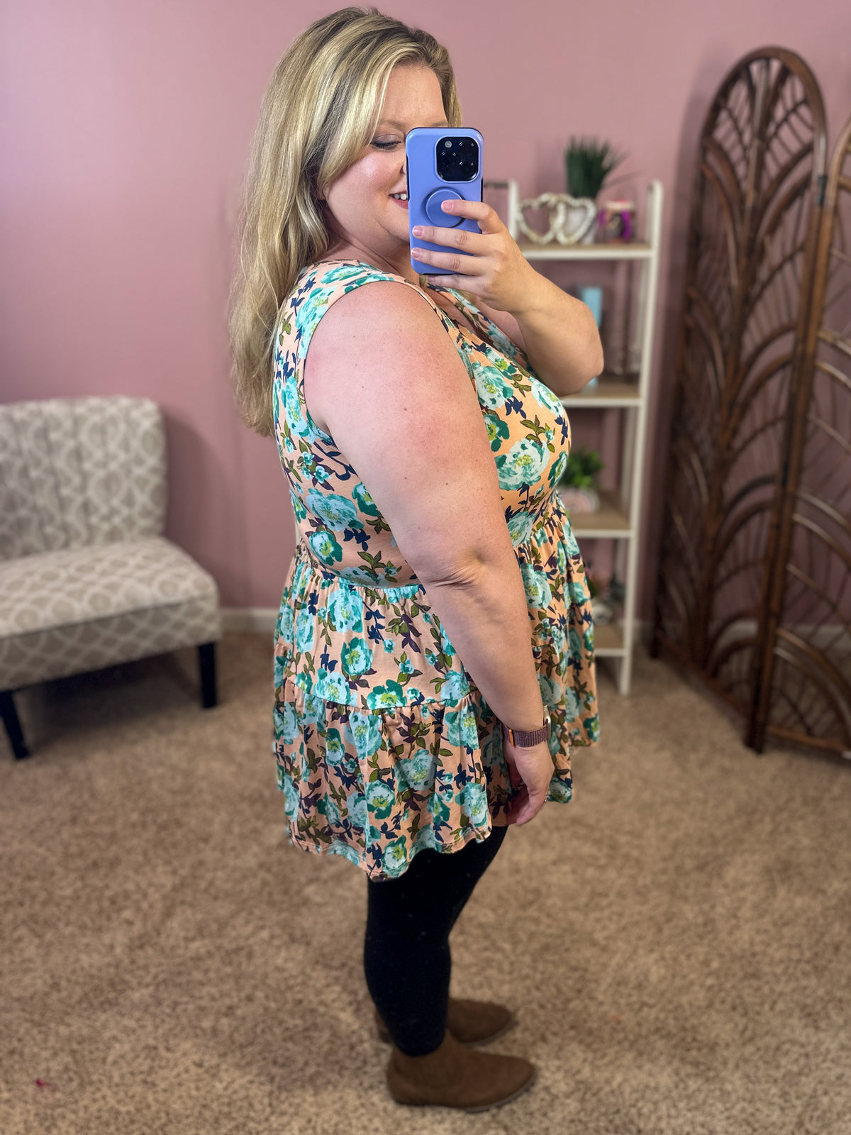 Running the Show Tiered Tank - Peach