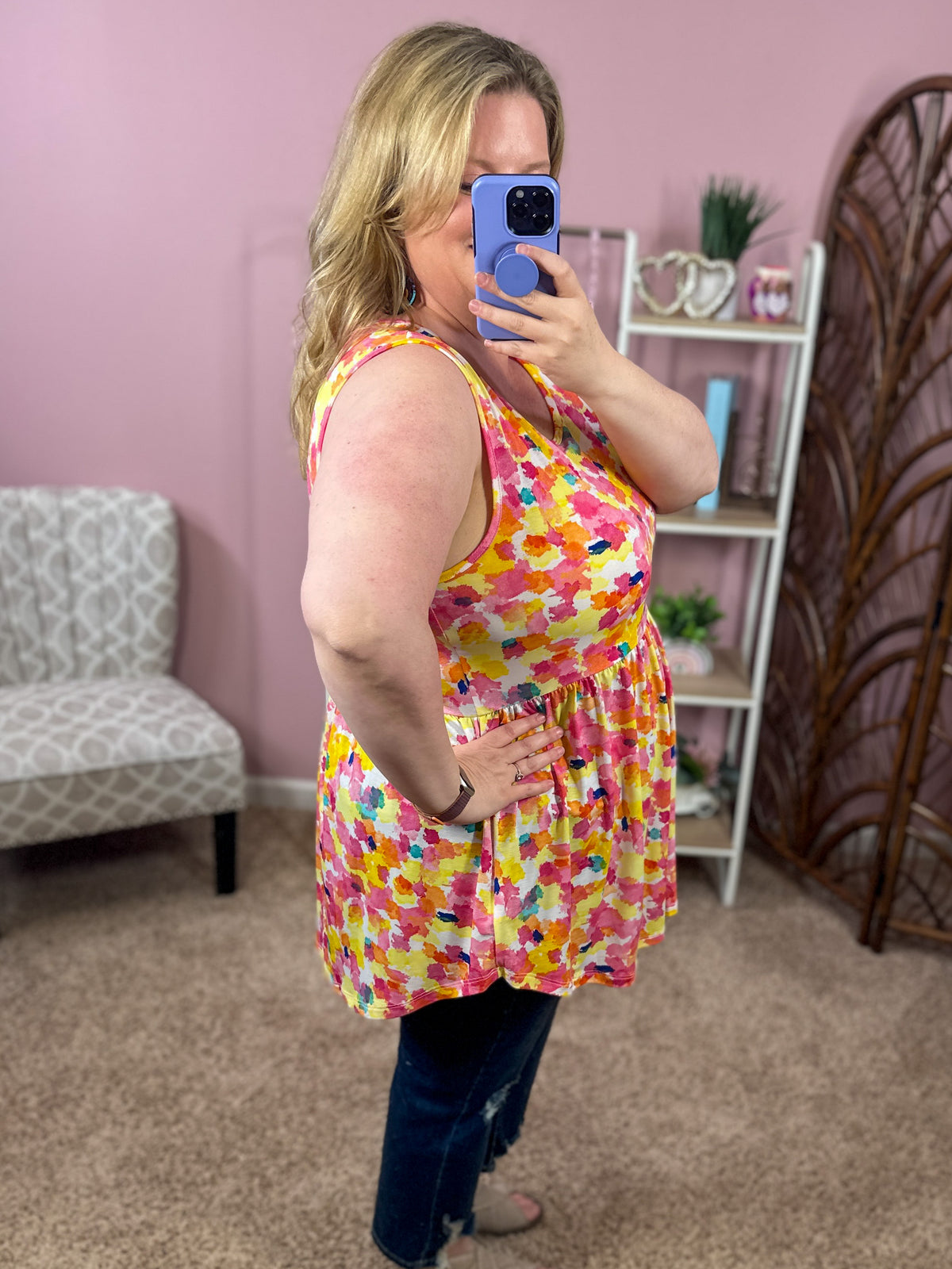 Colors of the Sky Babydoll Tank - Pink Blend