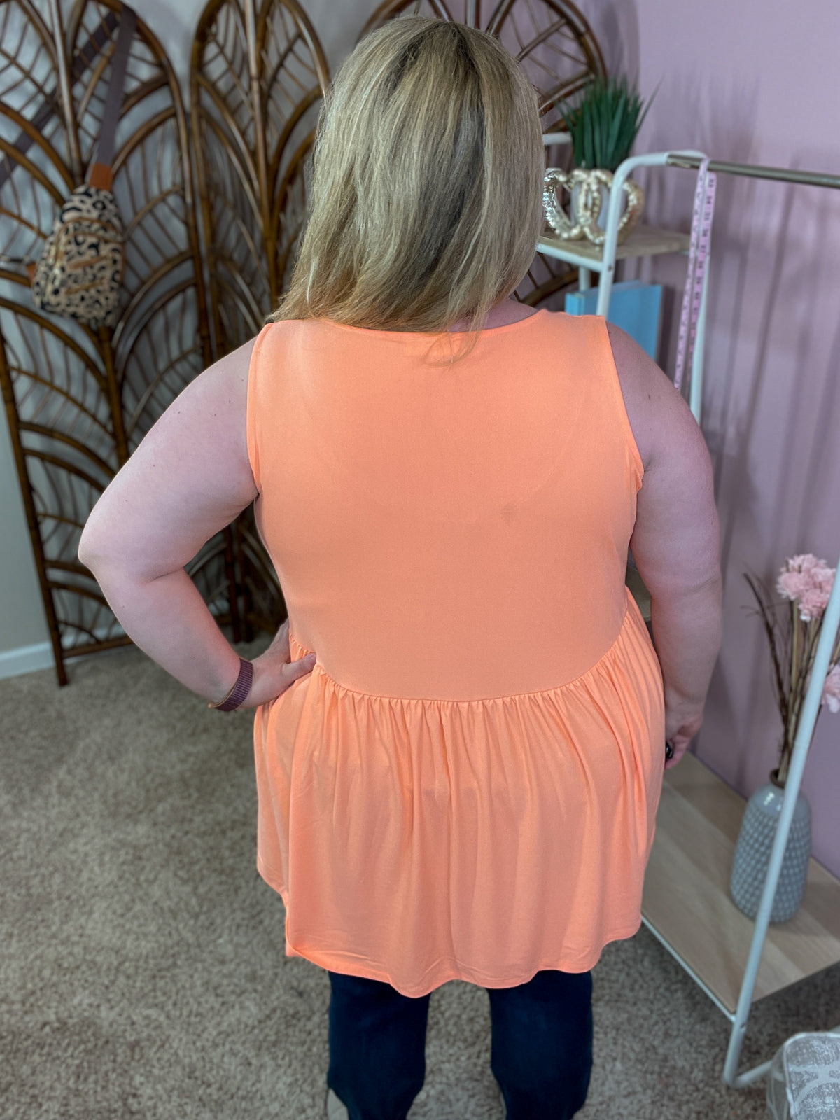All of My Days Babydoll Tank - Neon Coral