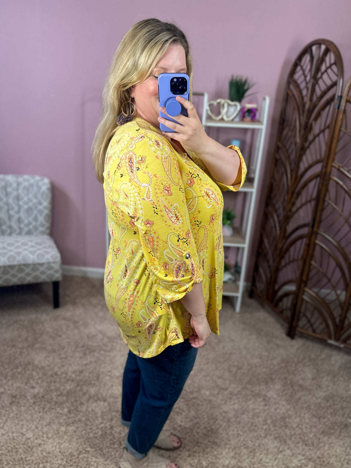 Always a Sure Thing Top - Yellow Paisley