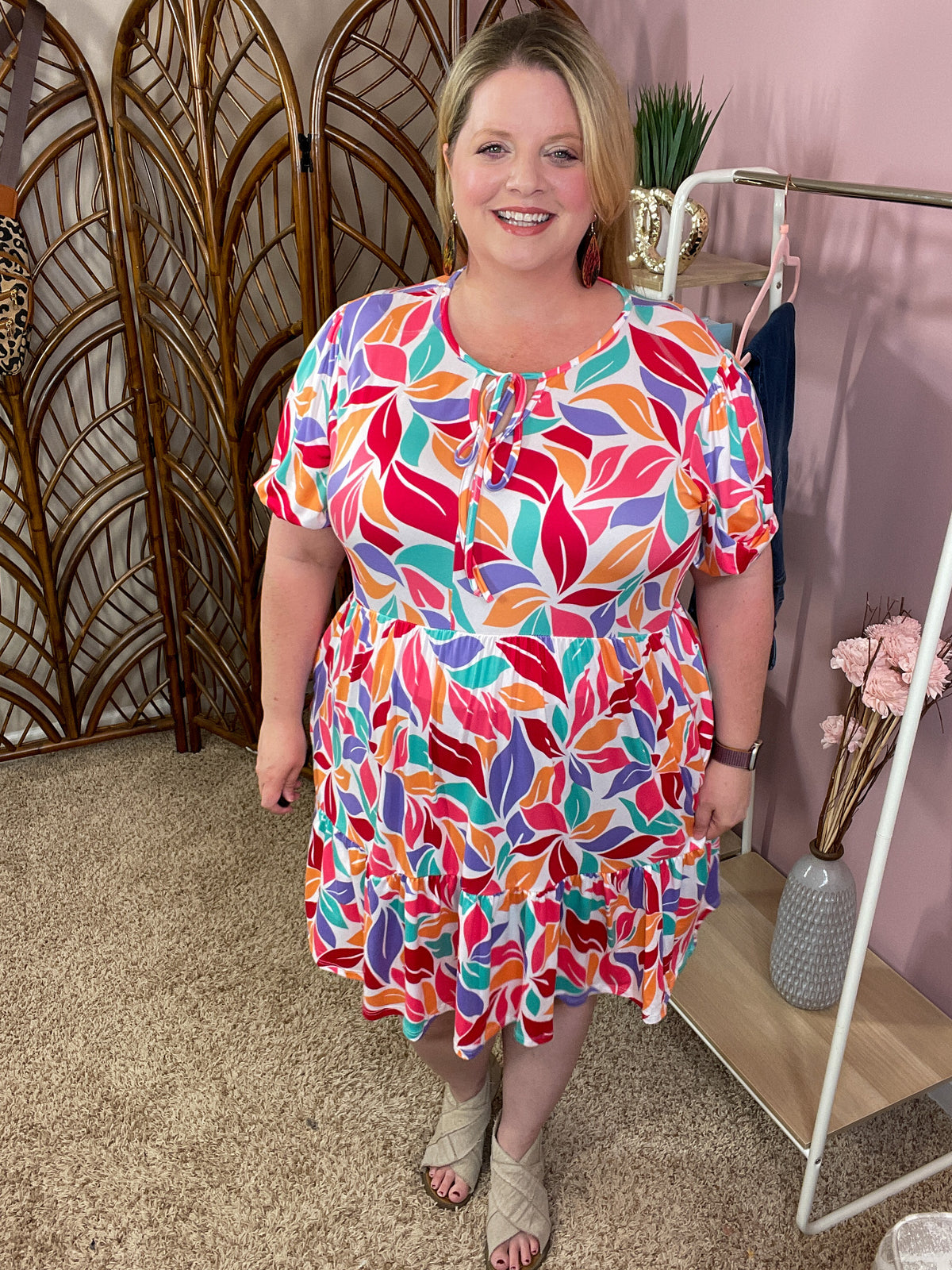 Brighten Things Up Tiered Dress - Summer Petals