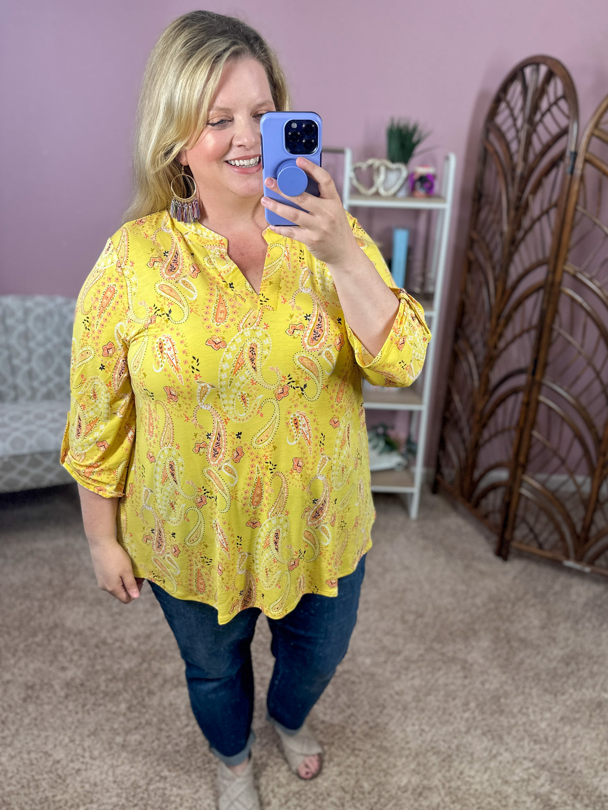 Always a Sure Thing Top - Yellow Paisley
