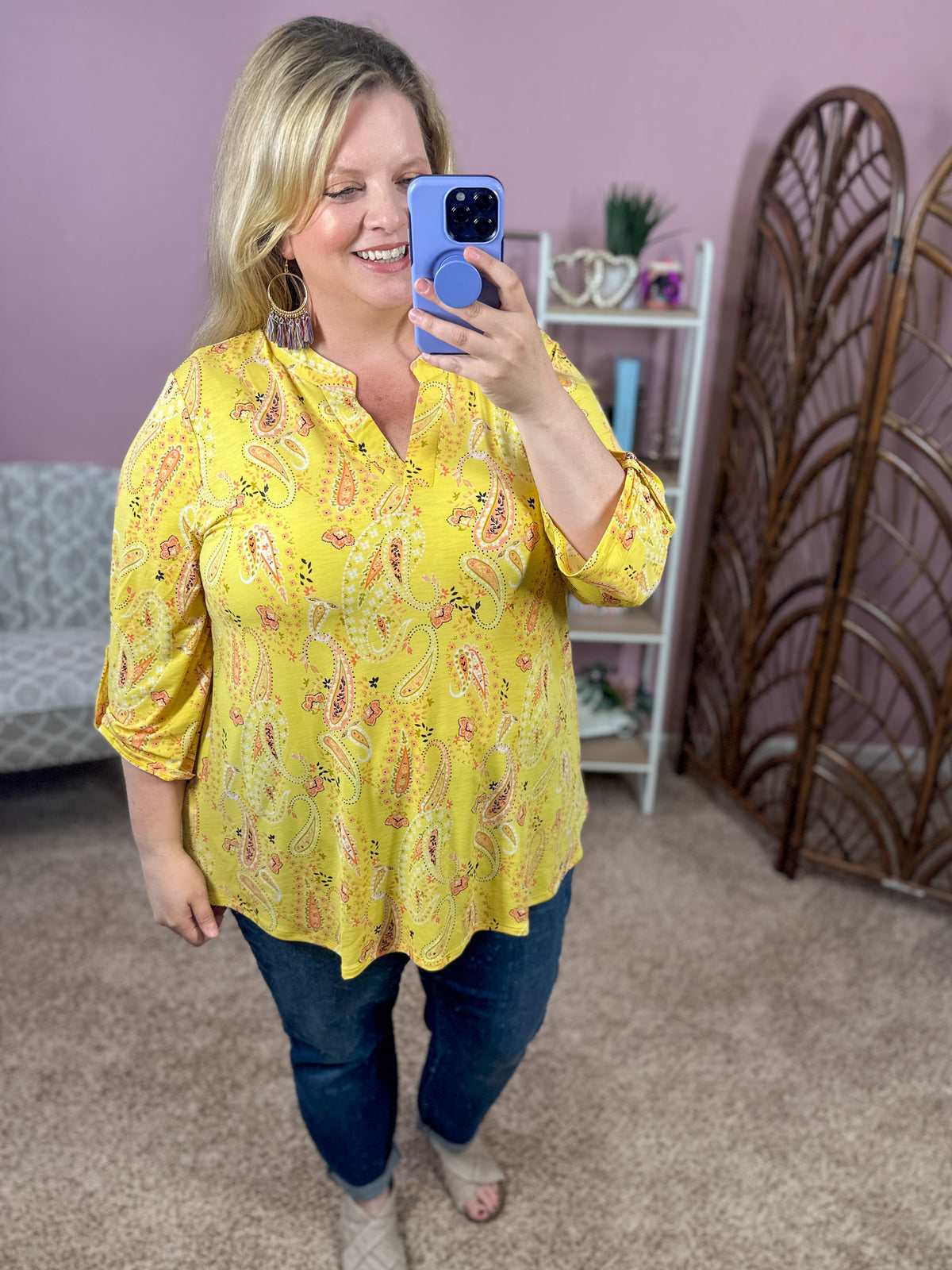 Always a Sure Thing Top - Yellow Paisley