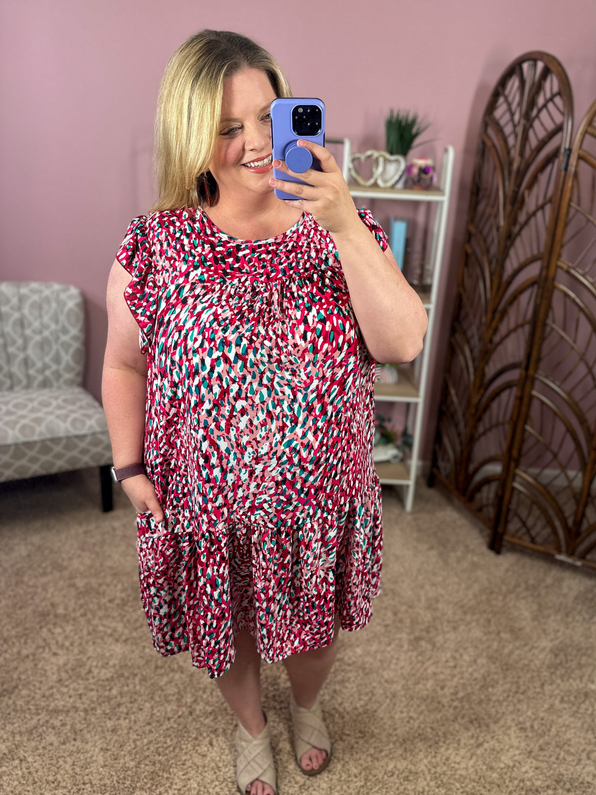 Washing Over Me Dress - Fuchsia/Teal - Restocked!