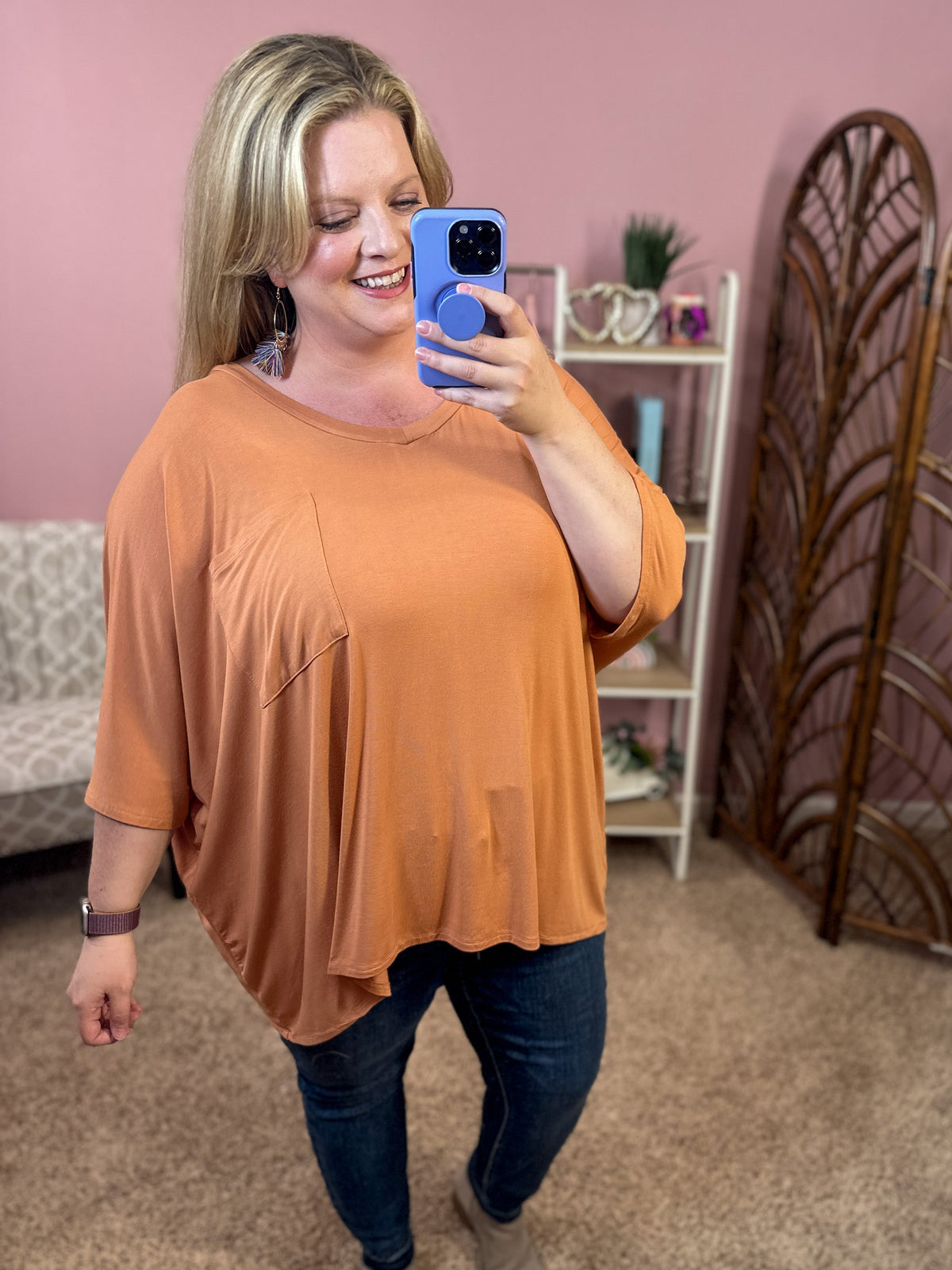 Southern Comfort Slouchy Top - Butter Orange