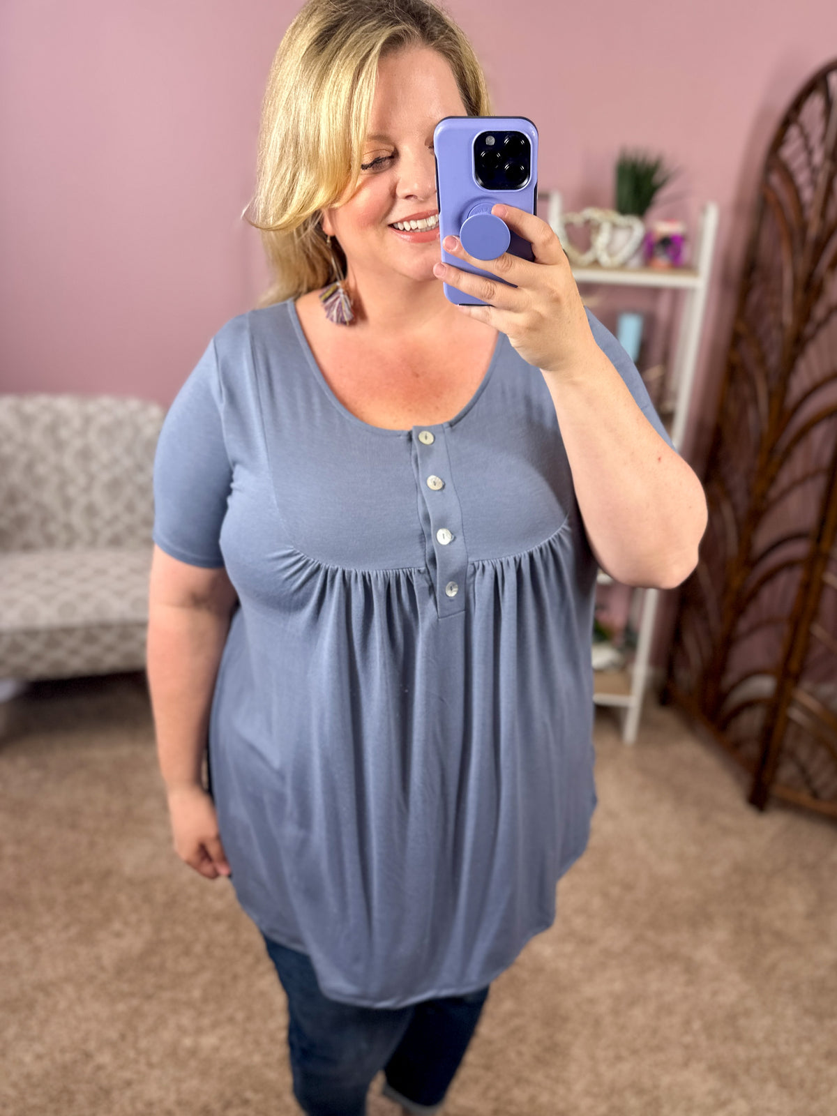All About You Button Tunic - Cement