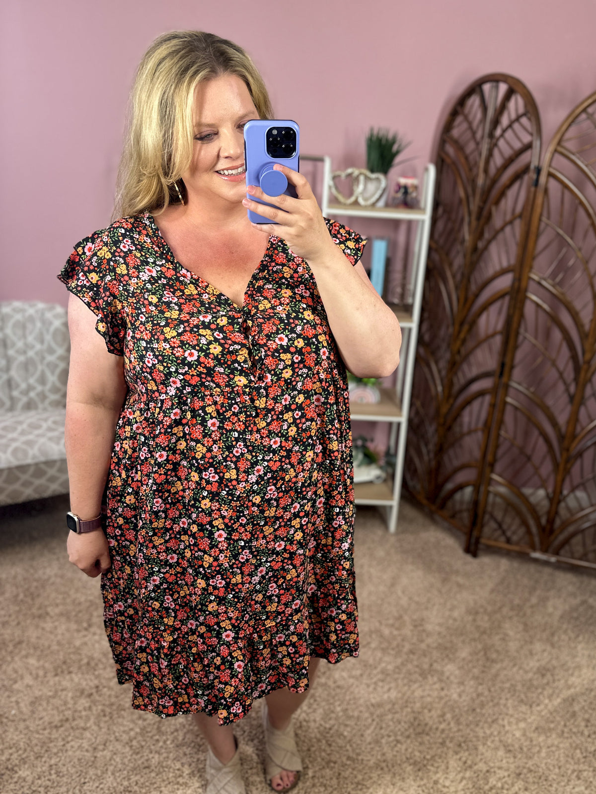 Sense of Me Dress - Black/Floral