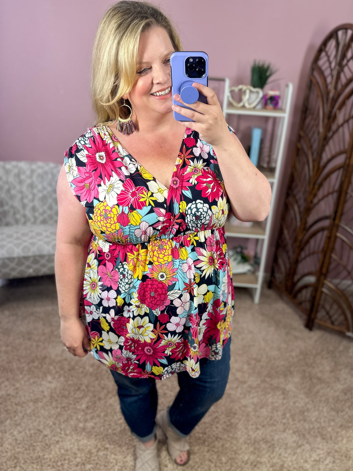 Just in Time Babydoll Top - Magenta