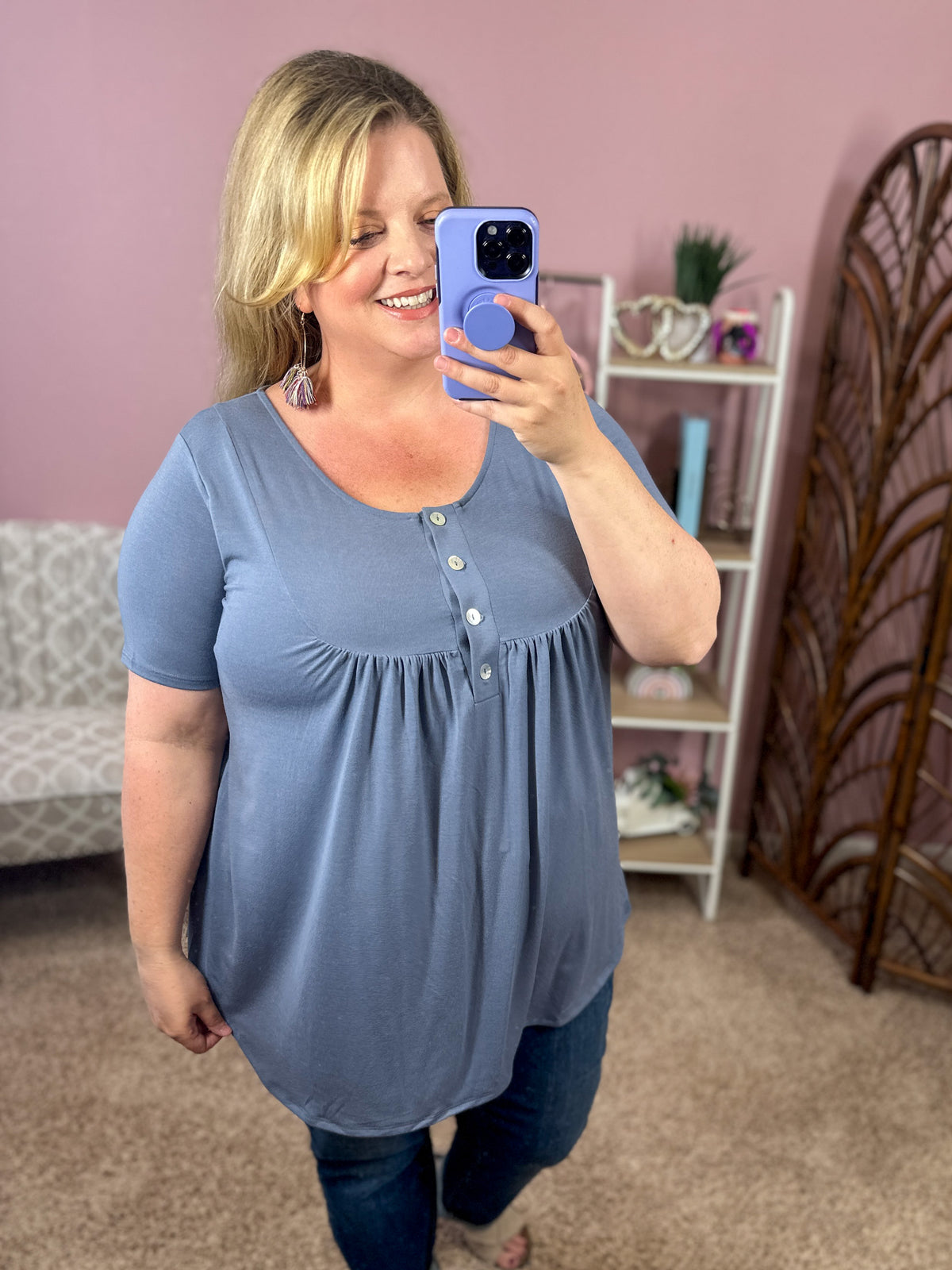 All About You Button Tunic - Cement