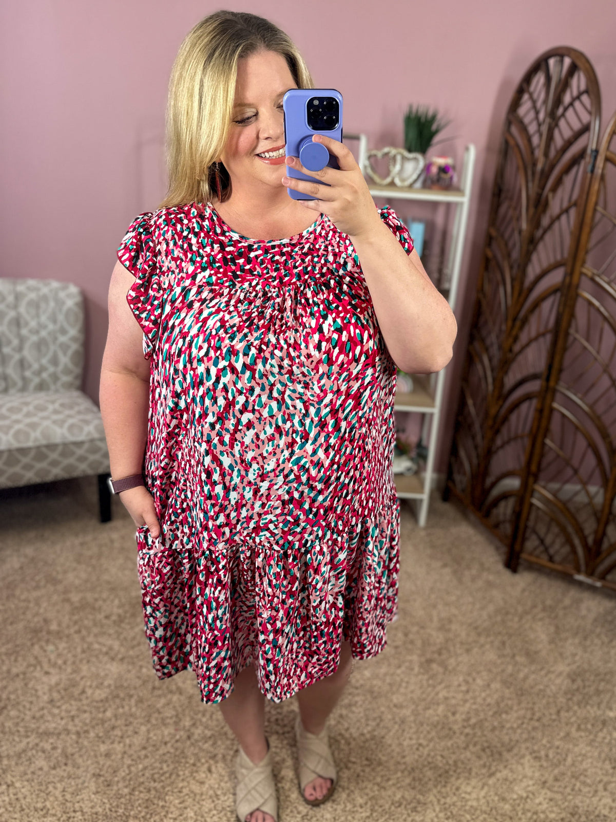 Washing Over Me Dress - Fuchsia/Teal - Restocked!