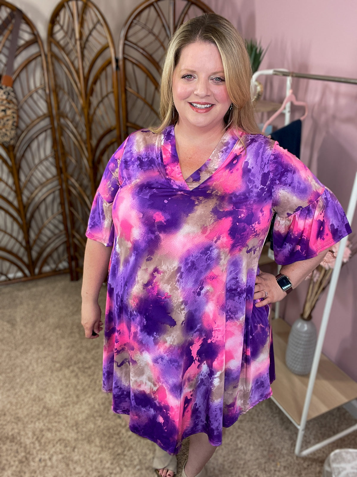 Casting Away Tunic Dress w/Pockets - Purple